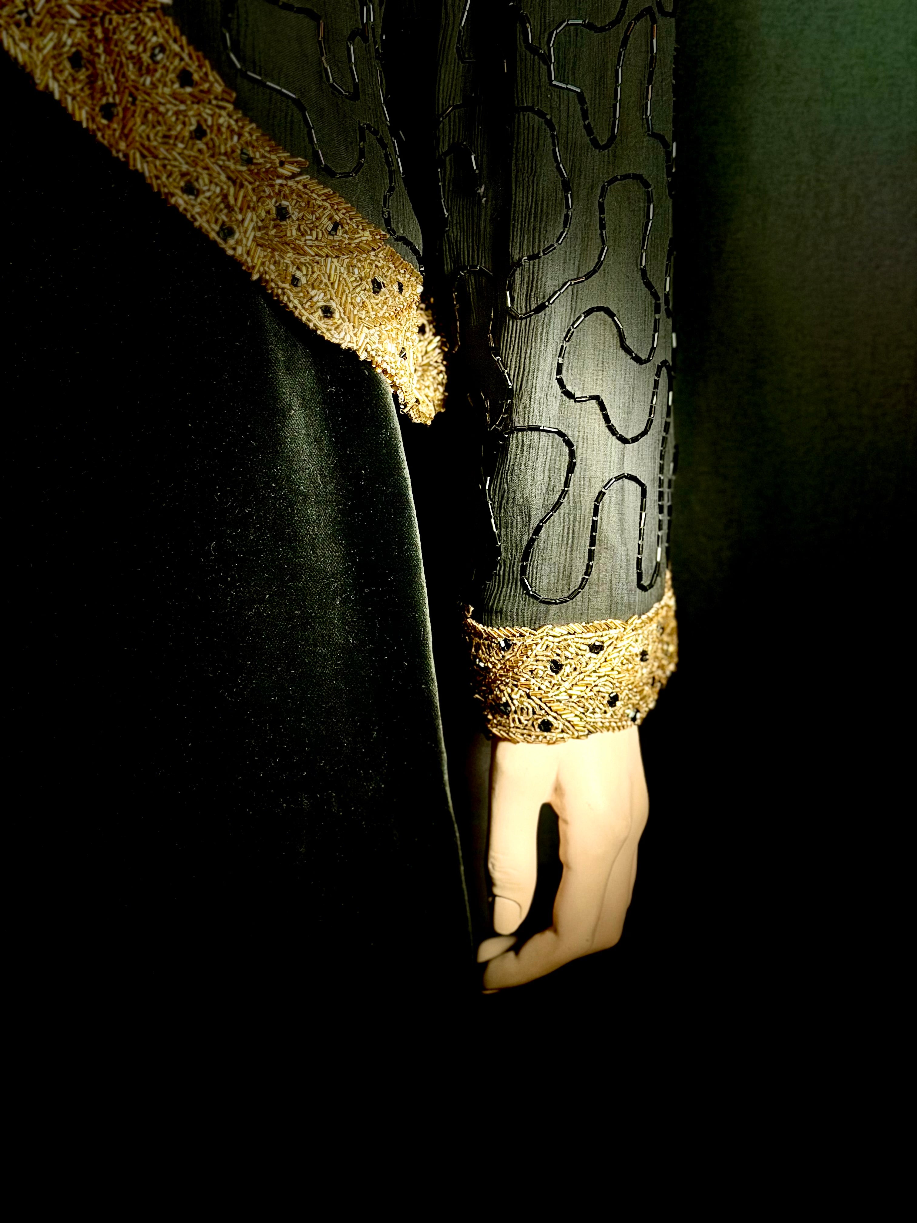 Hand-Embroidered Black & Gold Evening Jacket - One-of-a-Kind Luxe Vintage