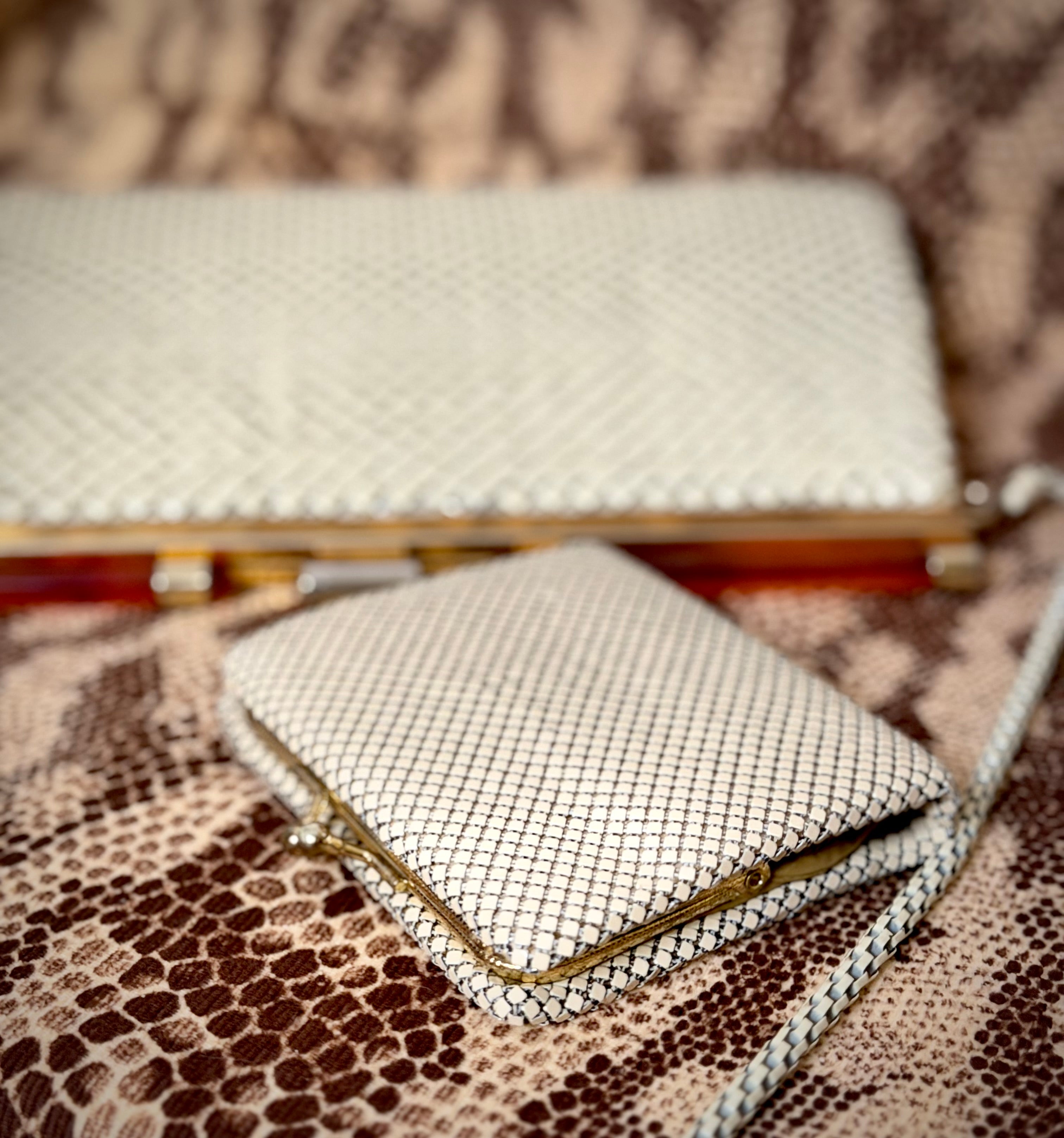1950s Ivory Mesh and Tortoiseshell Frame Bag