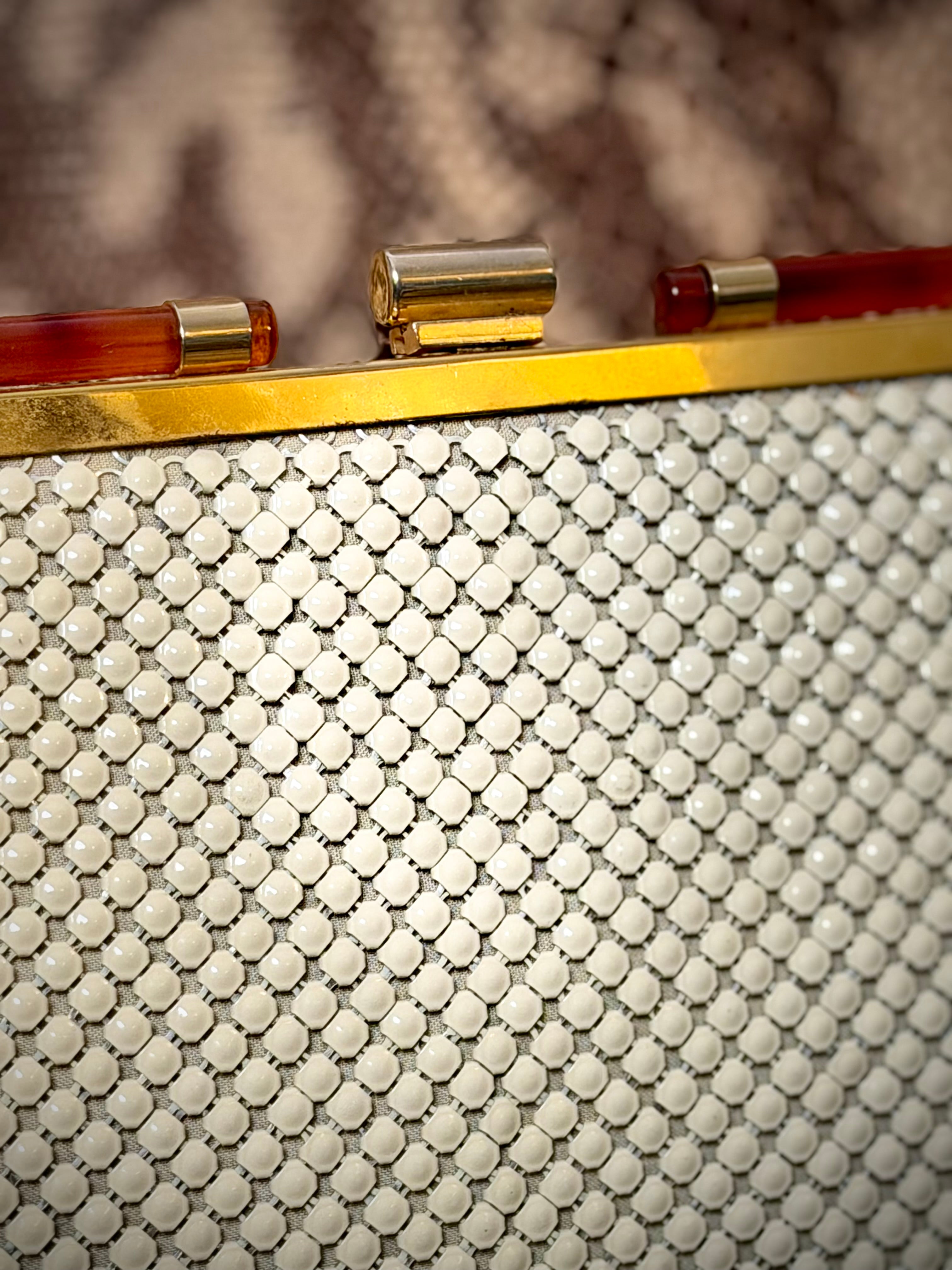 1950s Ivory Mesh and Tortoiseshell Frame Bag