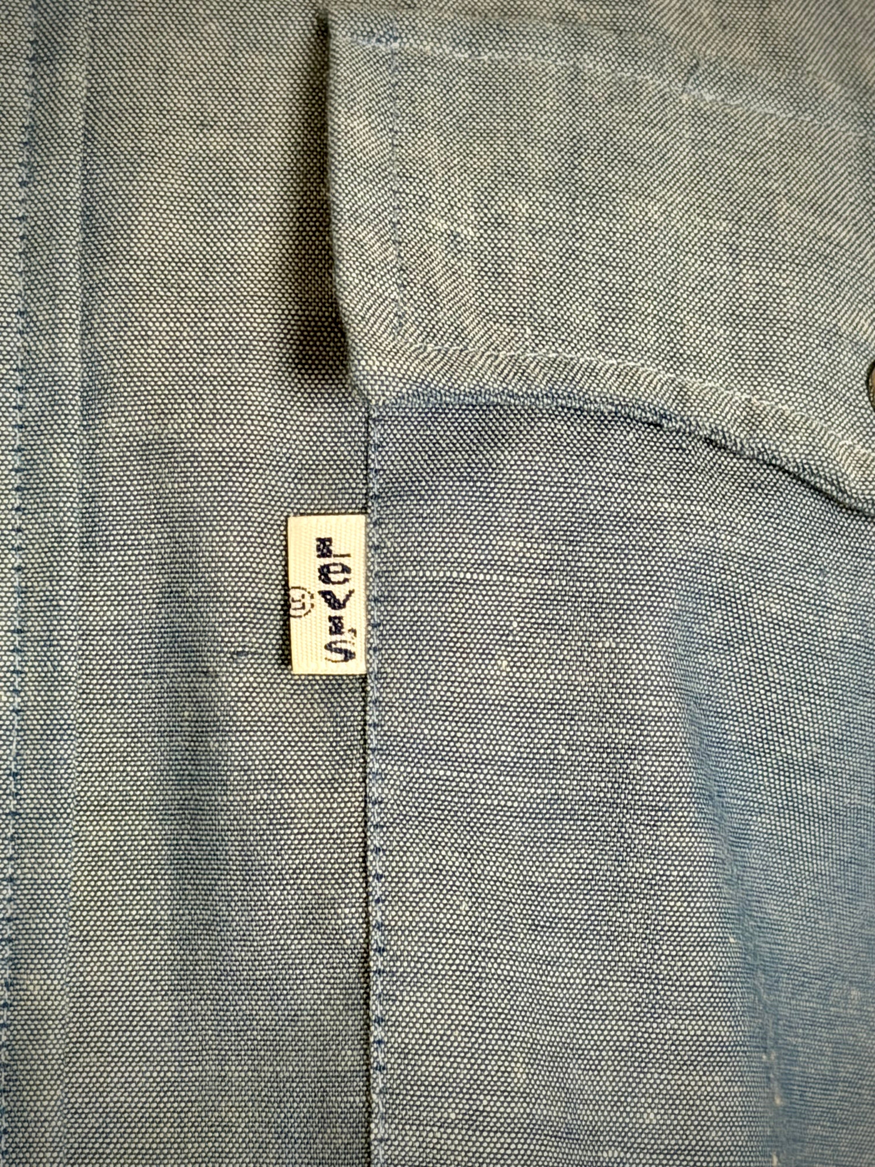 Deadstock 1970s Levi’s Western Chambray Shirt-Plaid Yoke, Large