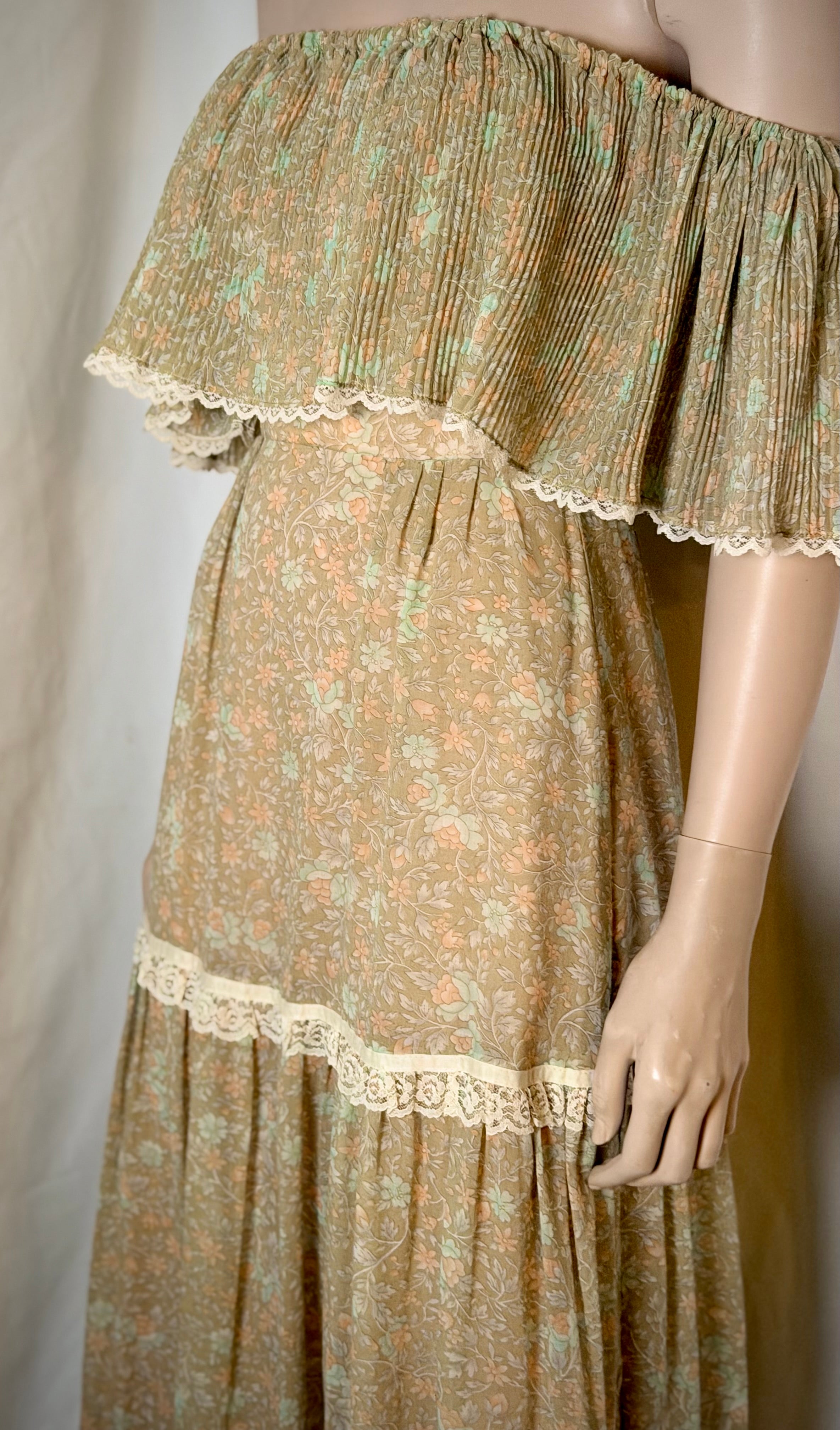1970s Candi Jones California Floral Maxi Dress