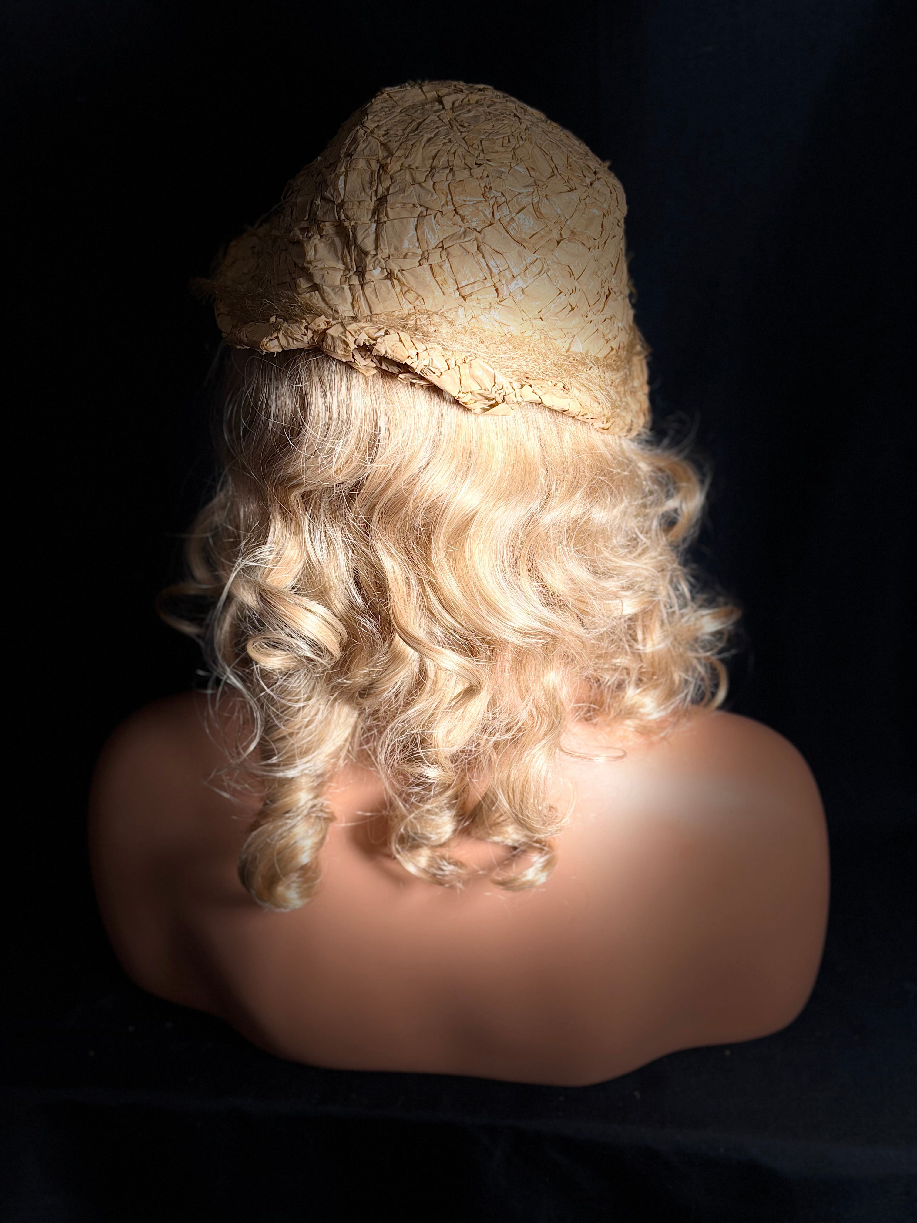 1940s Straw Cloche Hat with Original Net Veiling