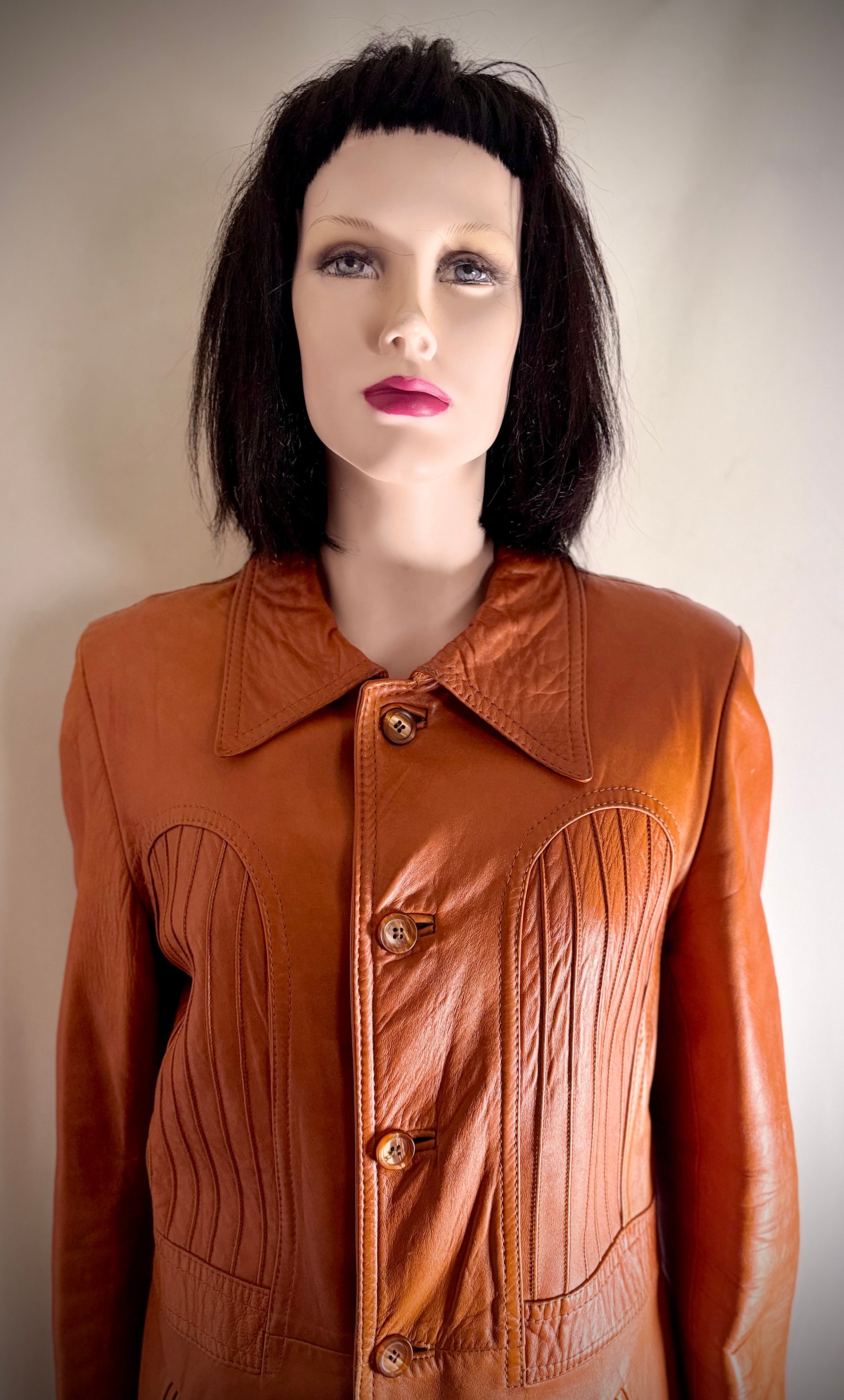 Late 1960s-Early 1970s Cognac Leather Jacket by John Palermo