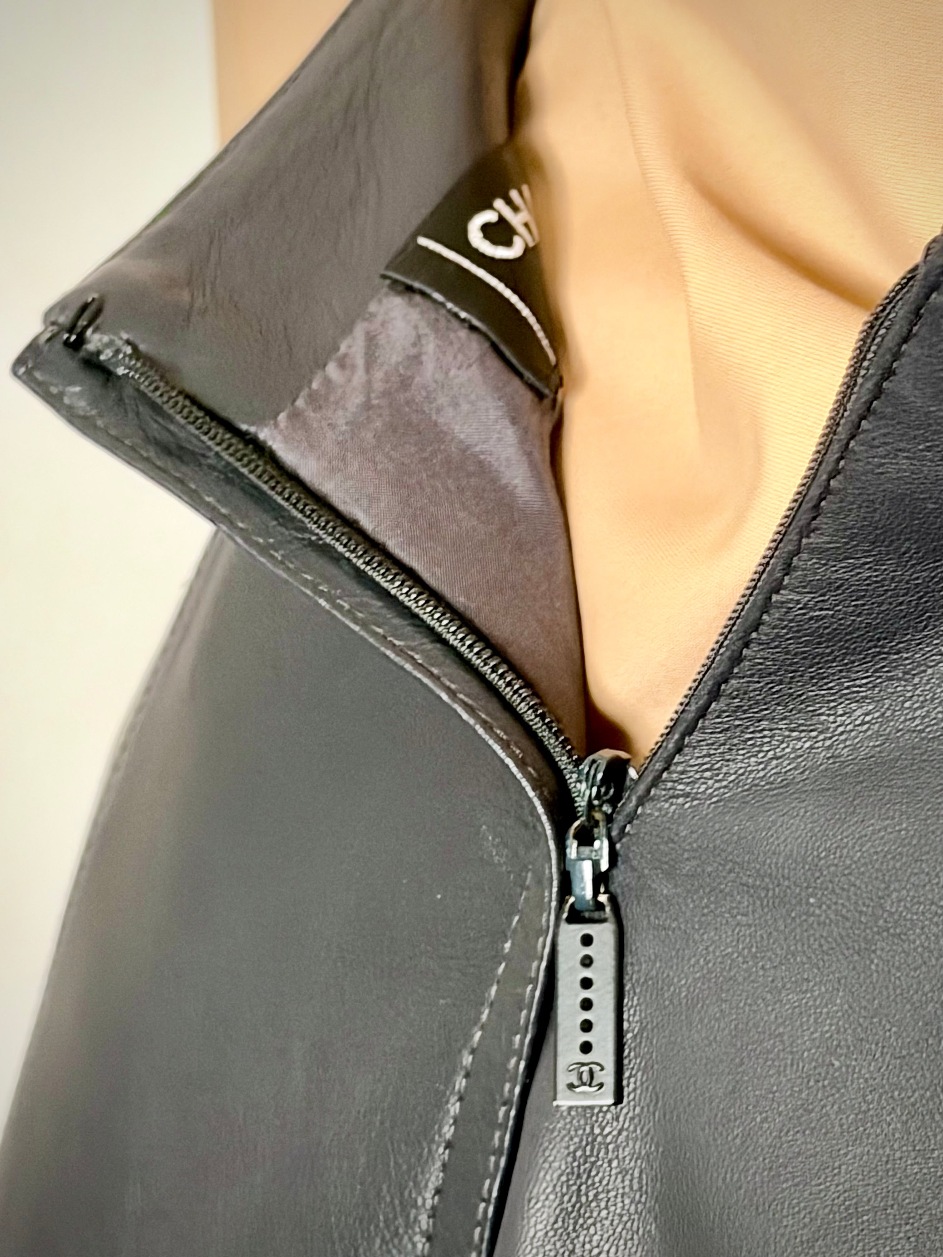 Chanel Navy Lambskin Skirt with Silk Lining - Made in France