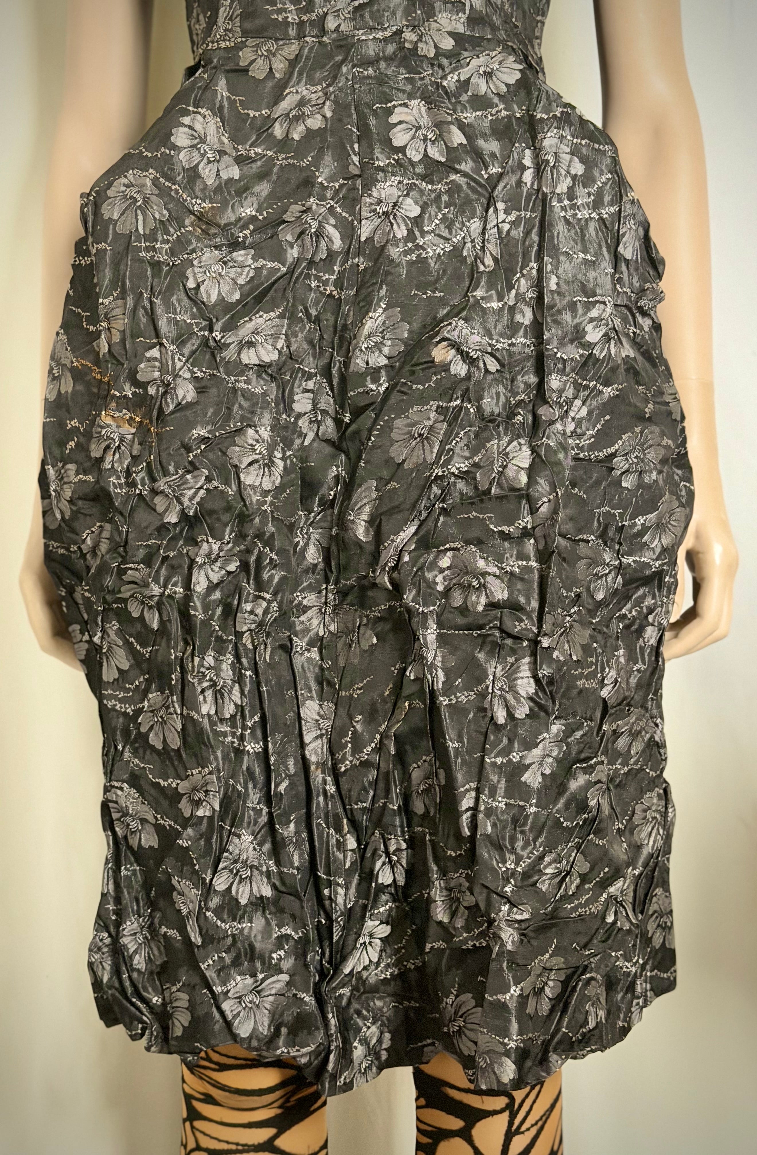 Late 1940s–Early 1950s Sculptural Floral Cocktail Dress