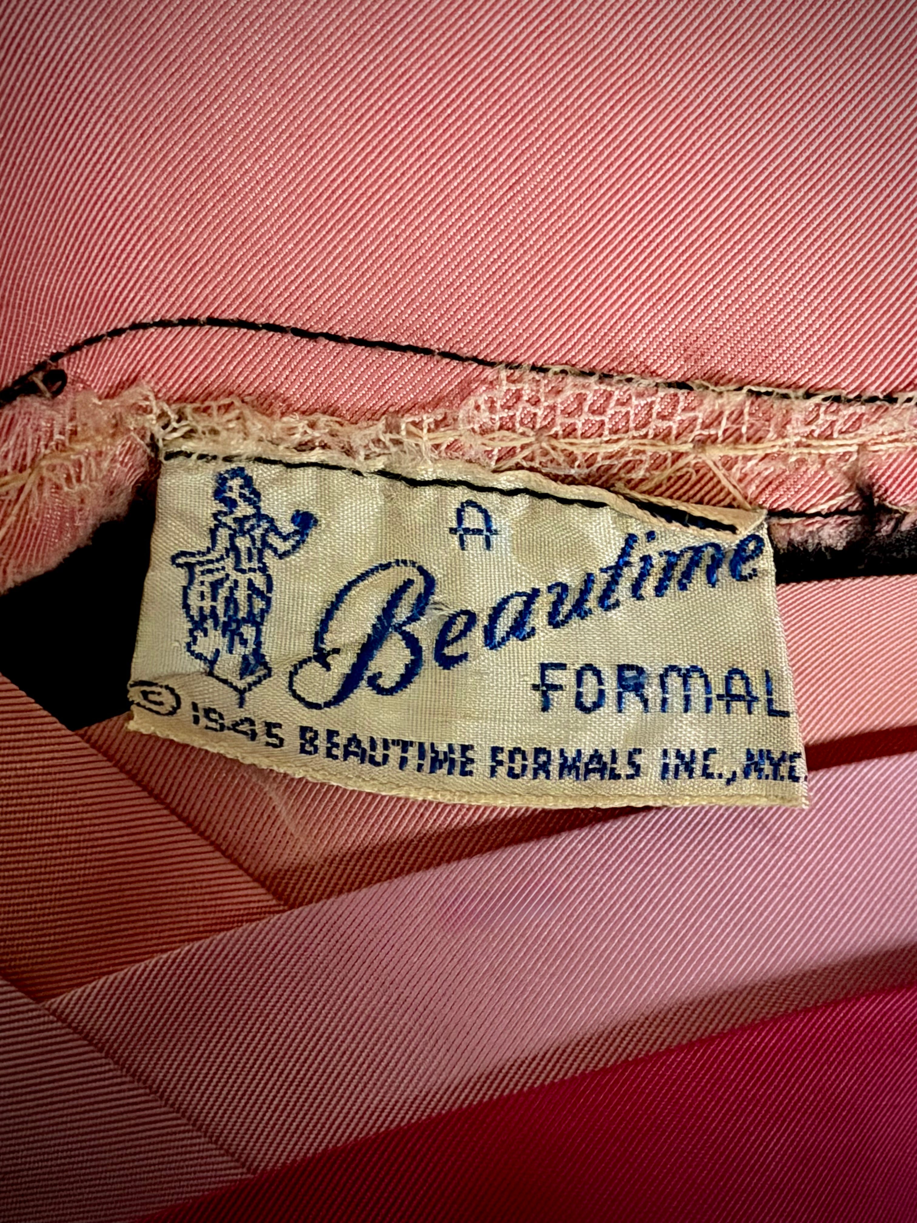 1945 Beautime Formal New York Evening Gown - Padded Hem Detail