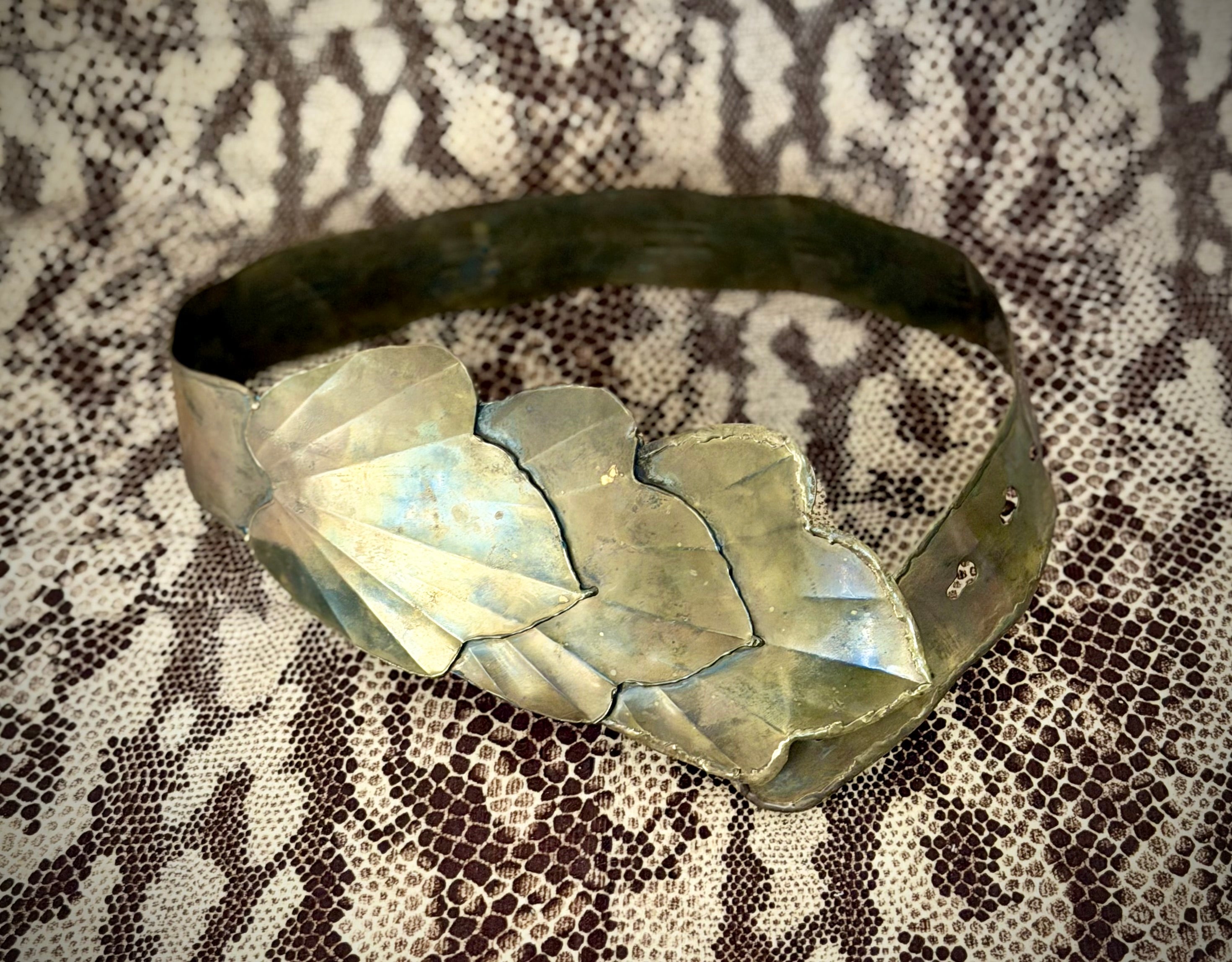 1980s Burnished Brass Brutalist Belt