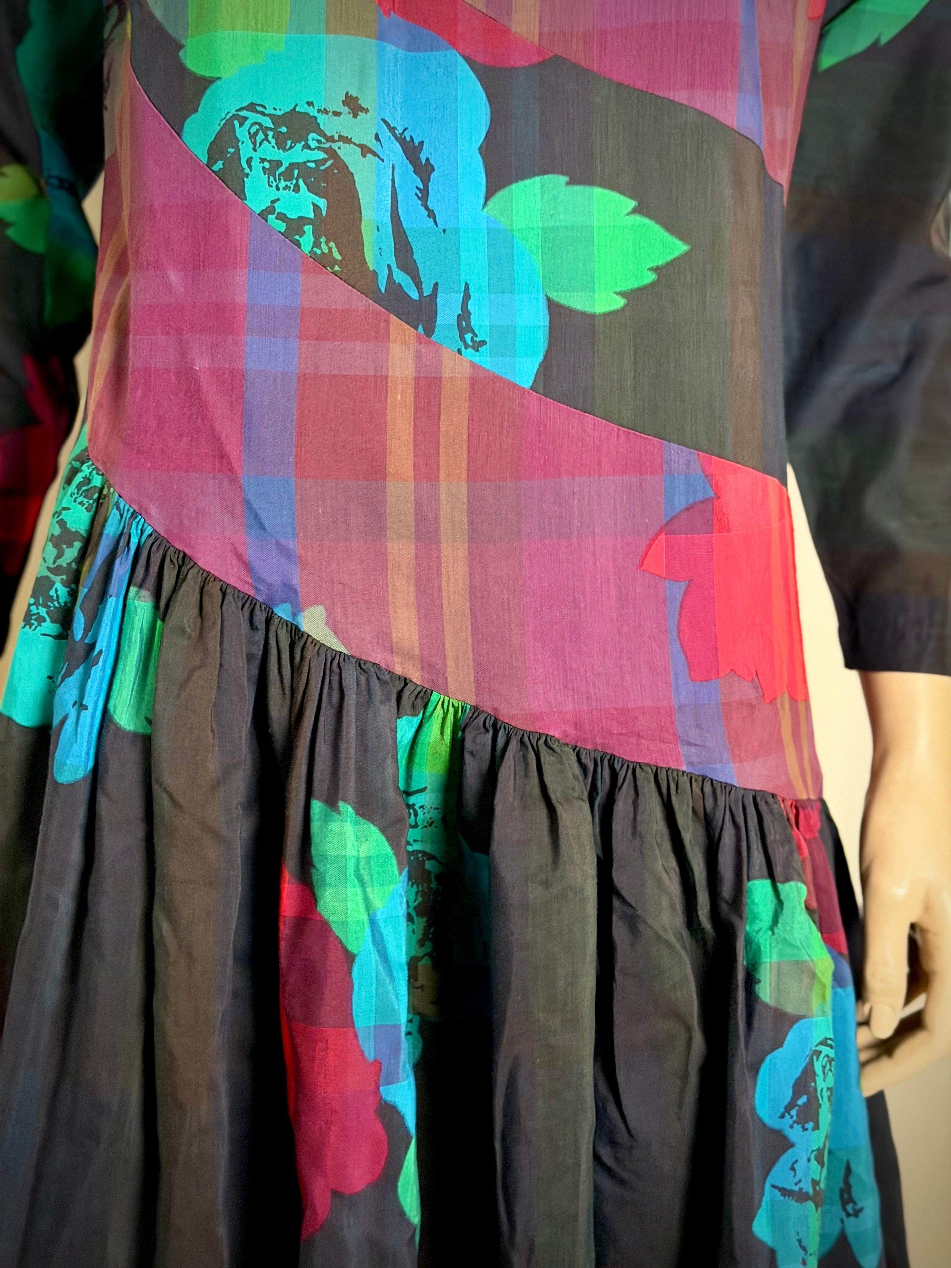 1980s Chacok Romance Printed Dress - Made In France