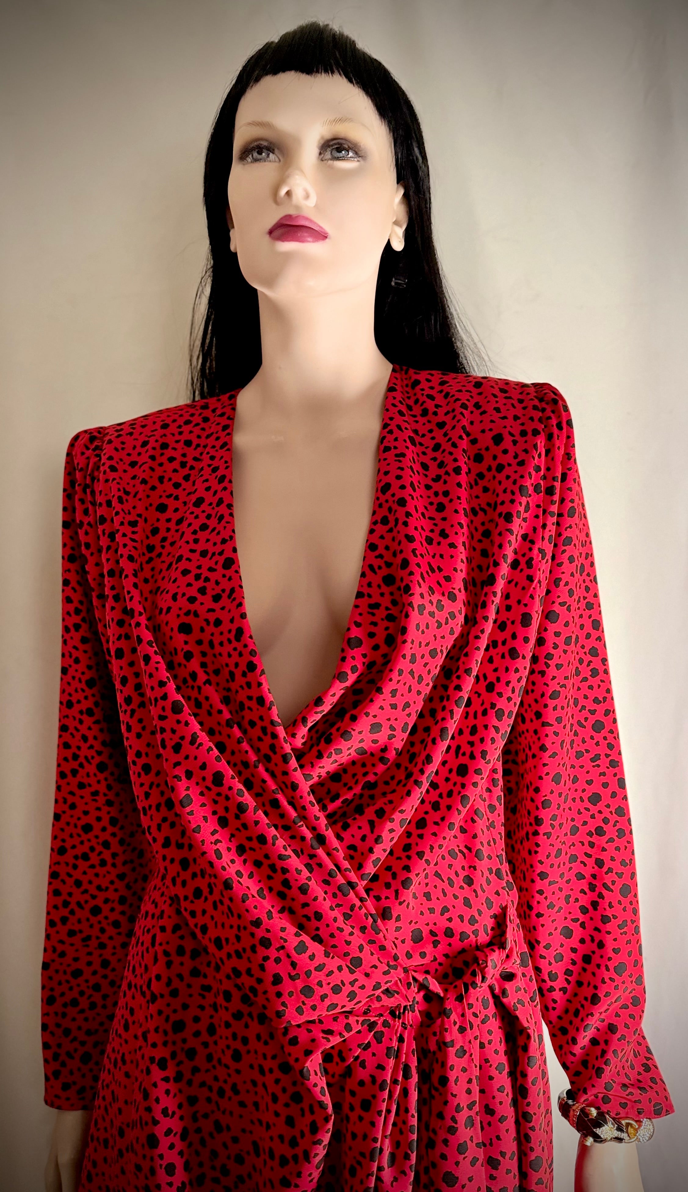 1980s New York Leopard Spot Wrap Dress