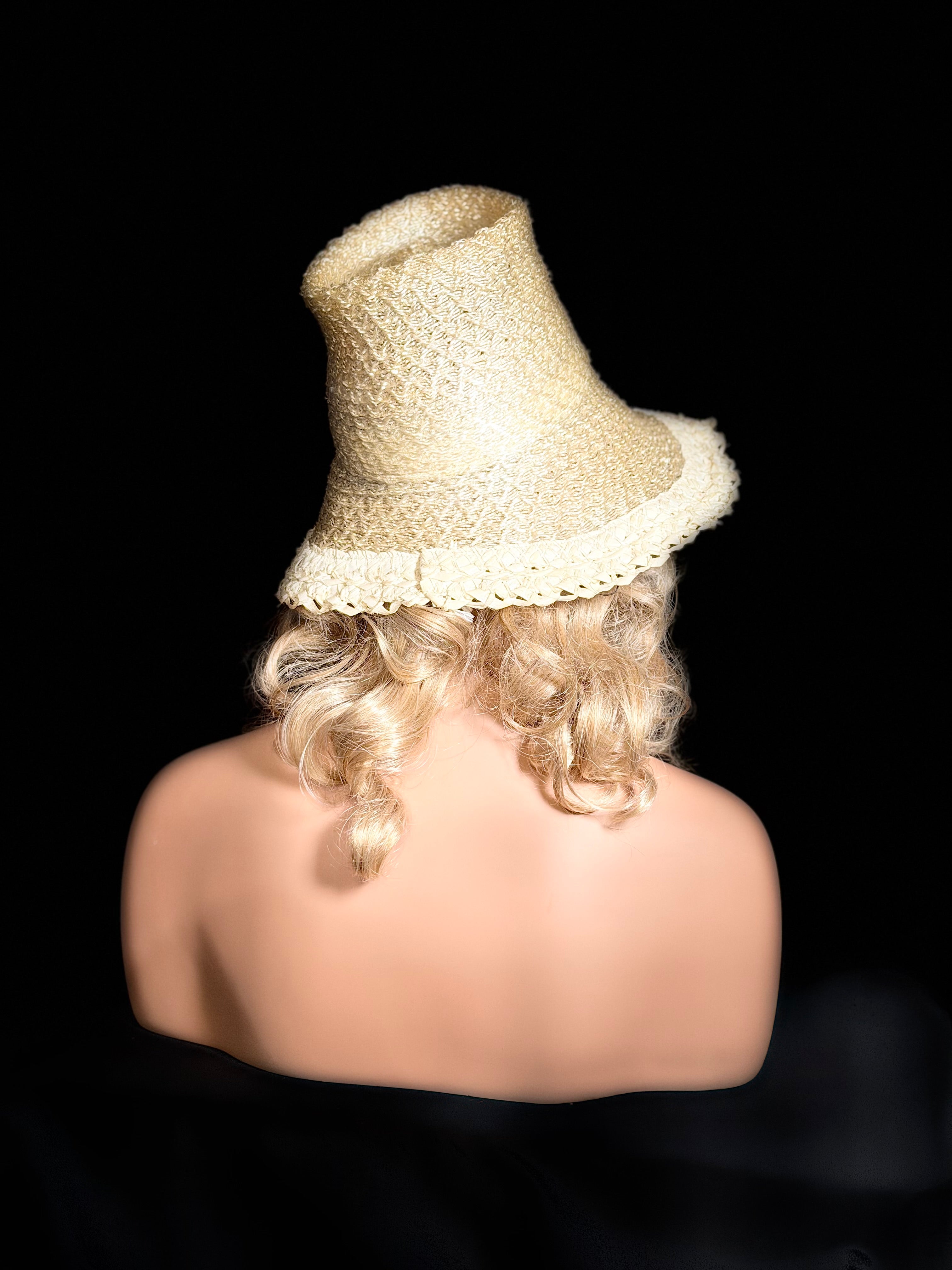 1940s Handmade Straw Cloche Hat - Sculptural Wartime Millinery
