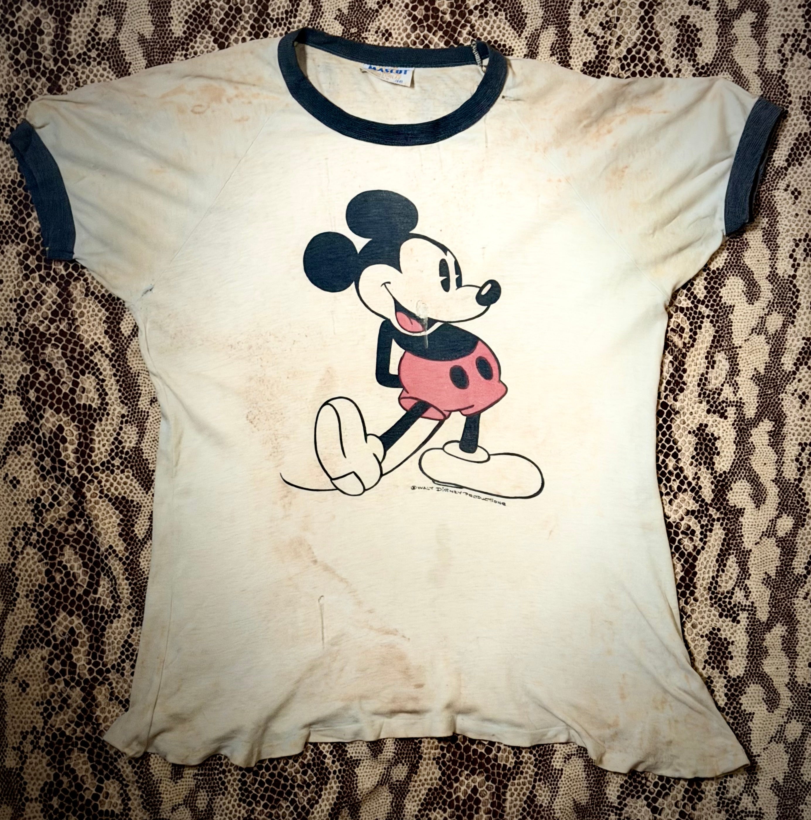 Rare Early 1960s Walt Disney Productions Mickey Mouse Ringer Tee
