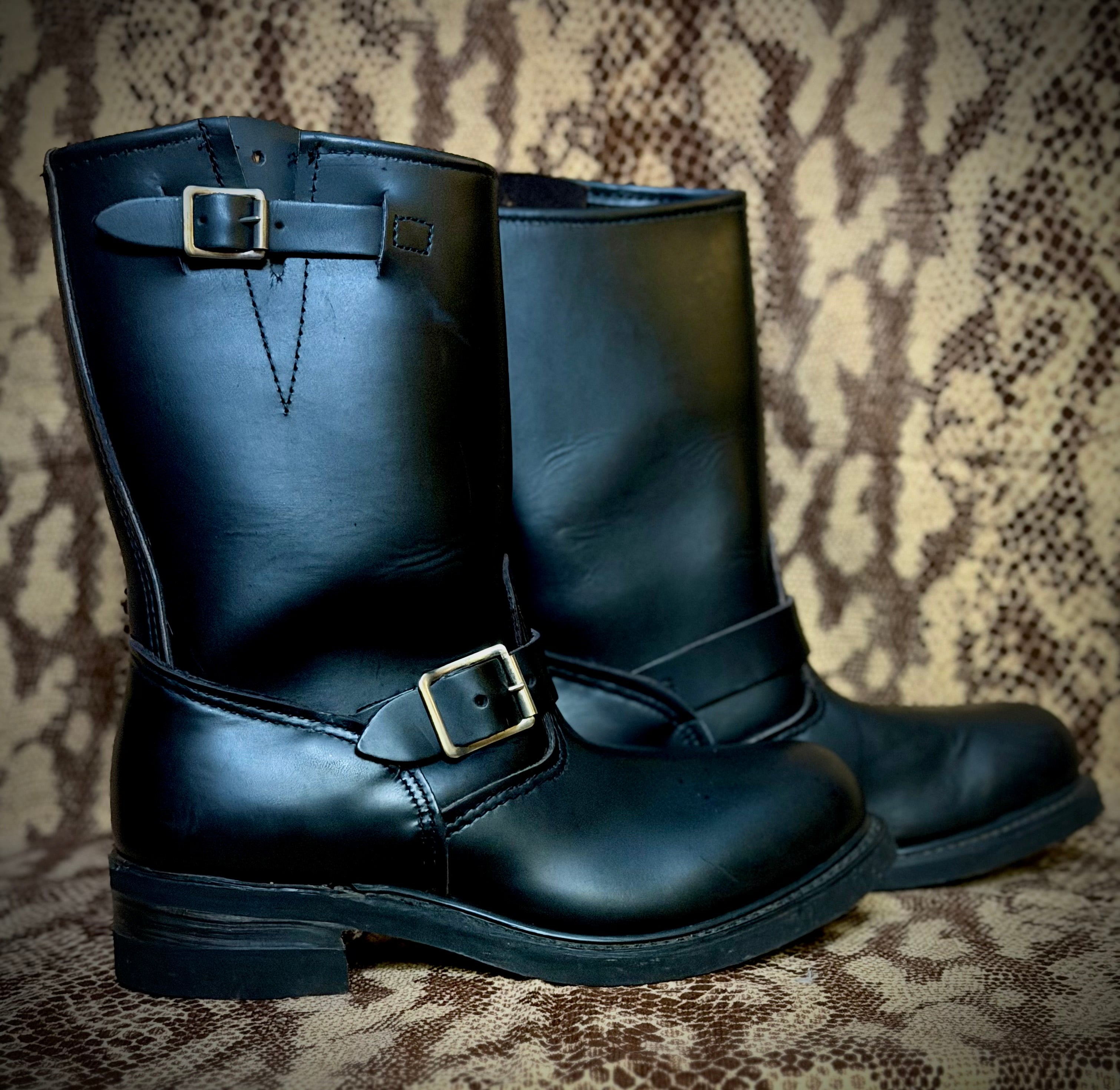 Deadstock 1970s Black Leather Engineer/Biker Boots- Unisex Size 42.5