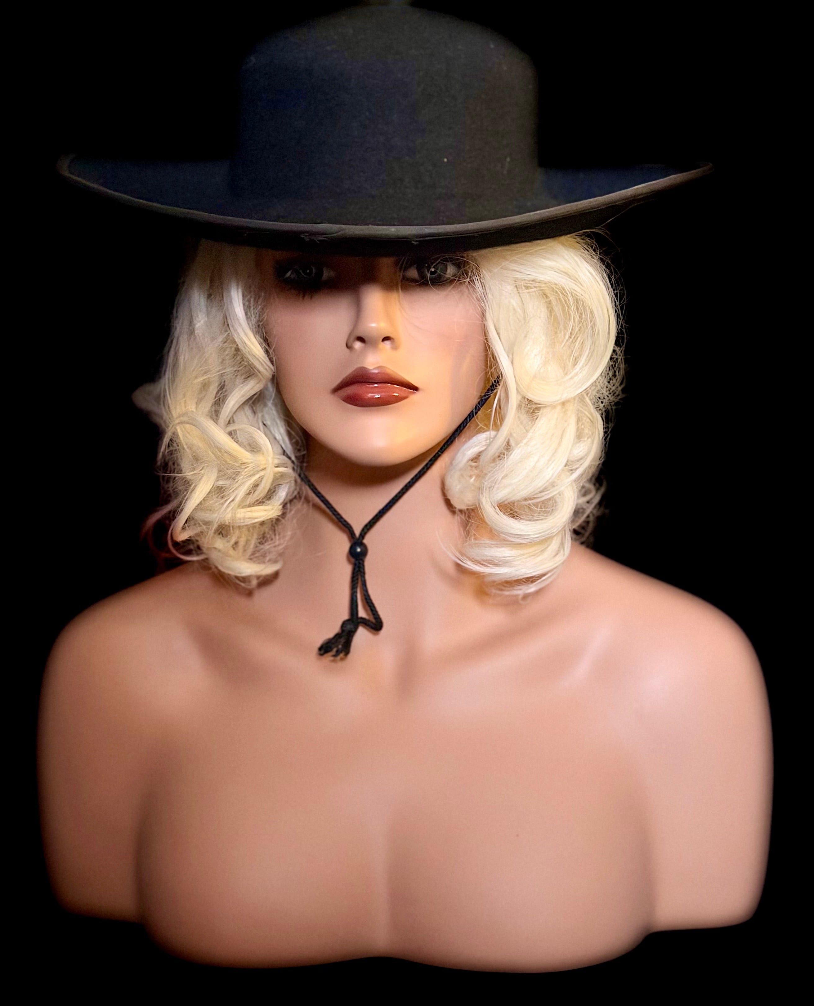 Black Wool Felt Wide-Brim Hat (1960s)