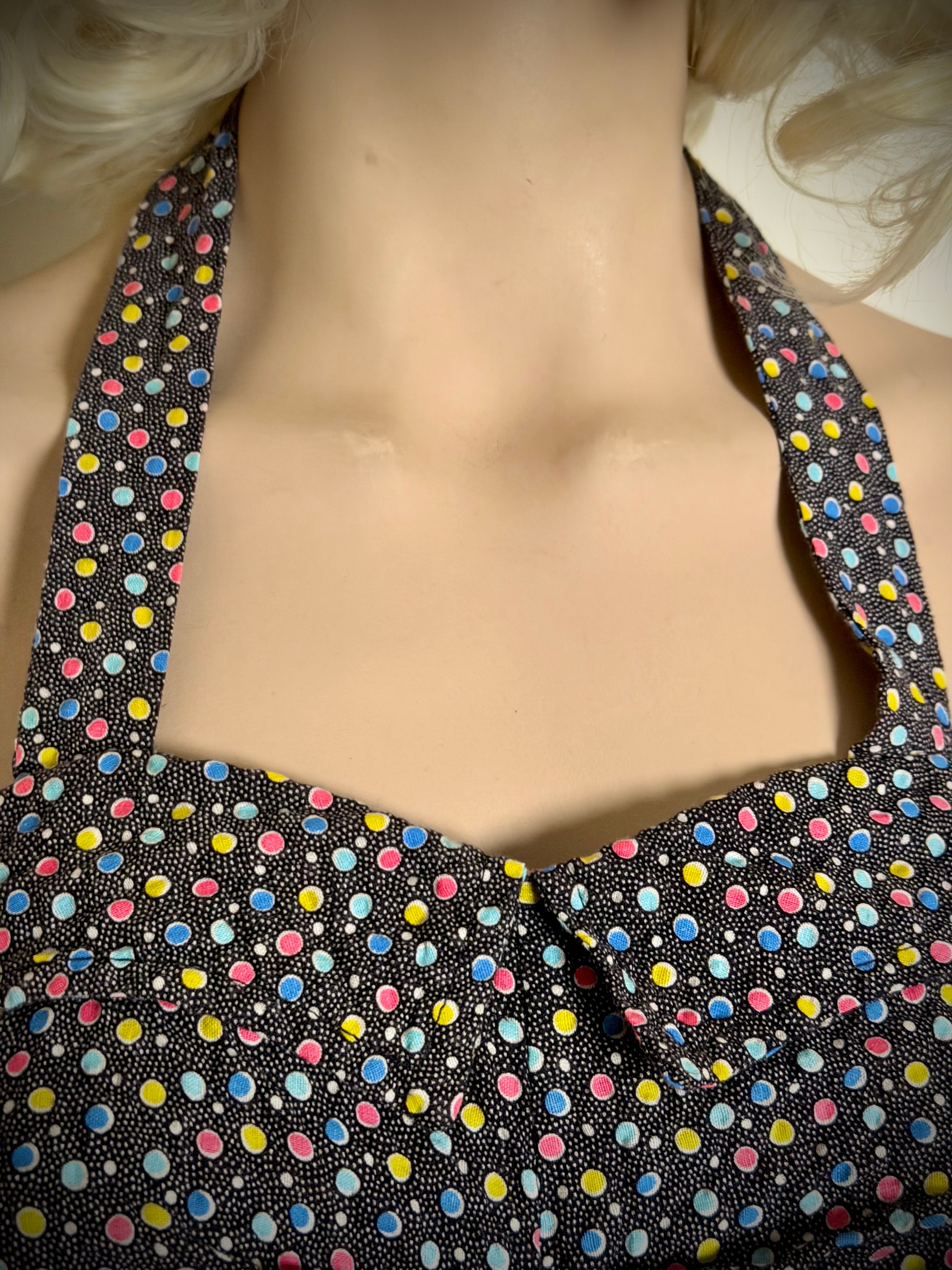 1970s San Francisco Polka Dot Halter Dress
