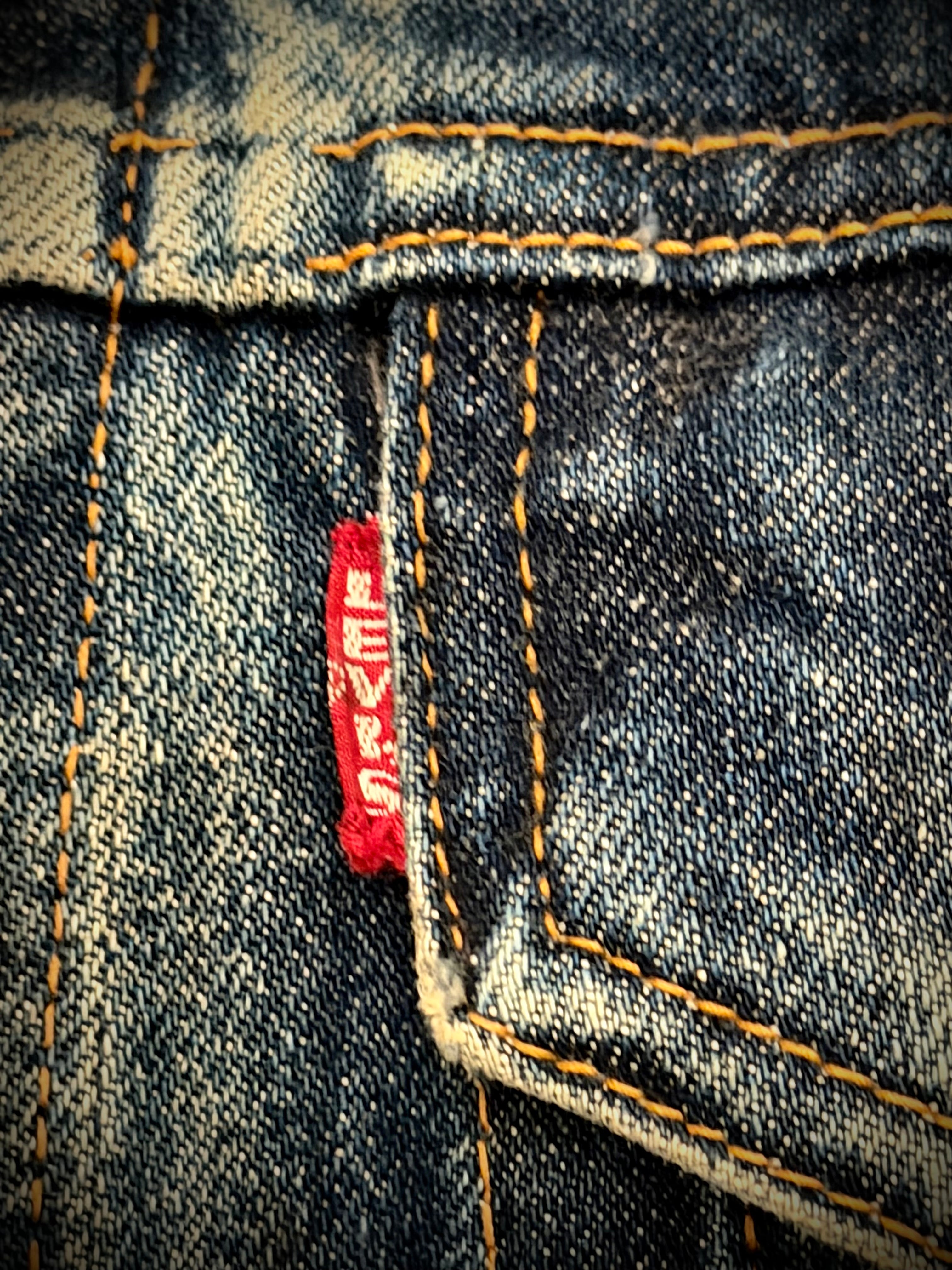 1960s Levi’s Big E Denim Trucker Jacket - Hand Painted Devil Artwork by New York Artist