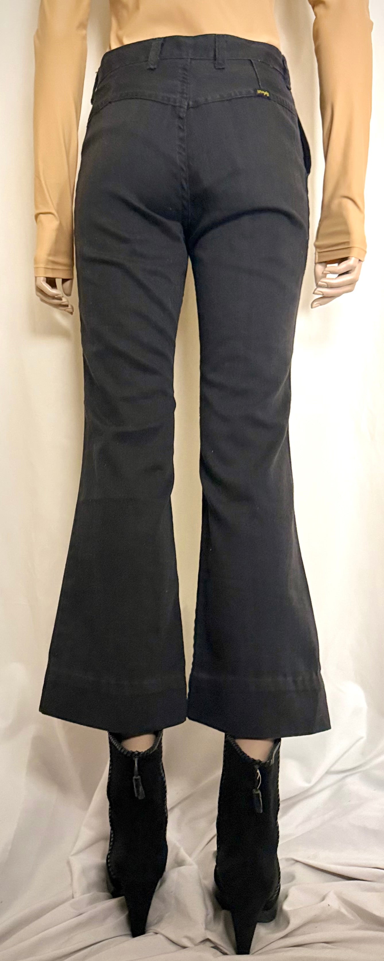 1970s Wrangler Cropped Black Flares - High Waist Western Cut