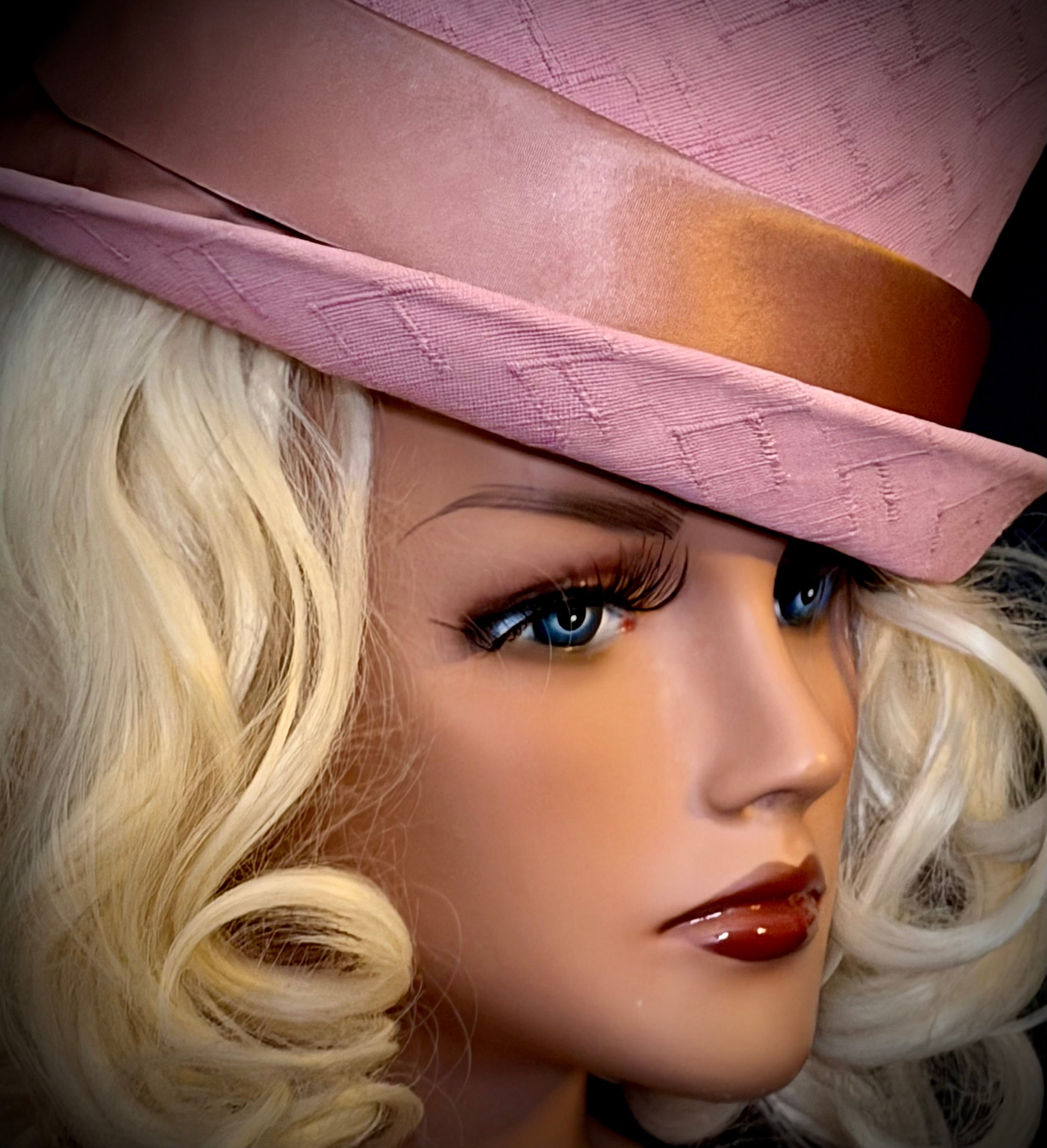 Vintage Sculptural Pink Textured Hat with Satin Band - Mid Century Style Statement