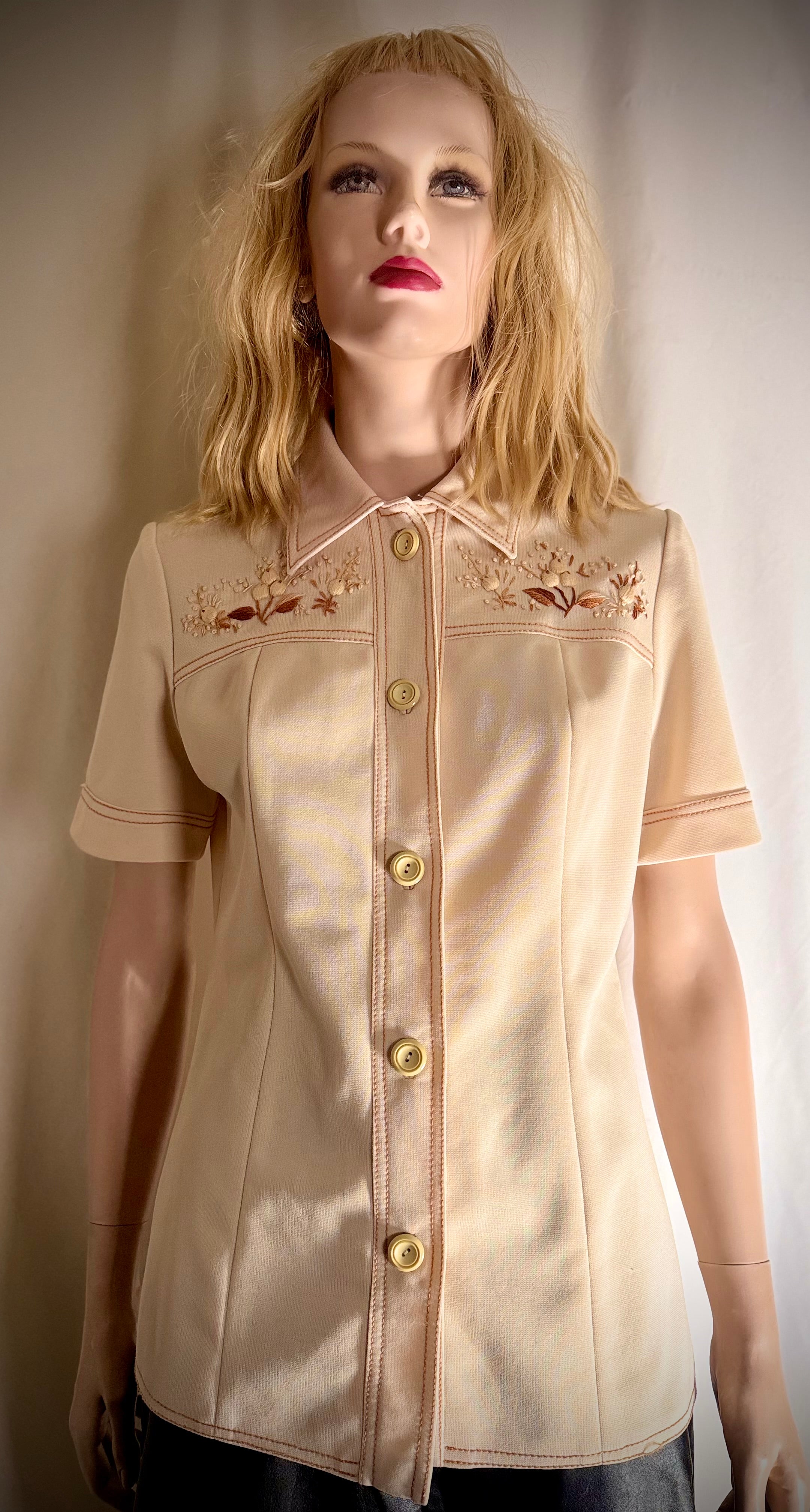 Vintage 1960s–70s Embroidered Western Shirt | Hong Kong Made
