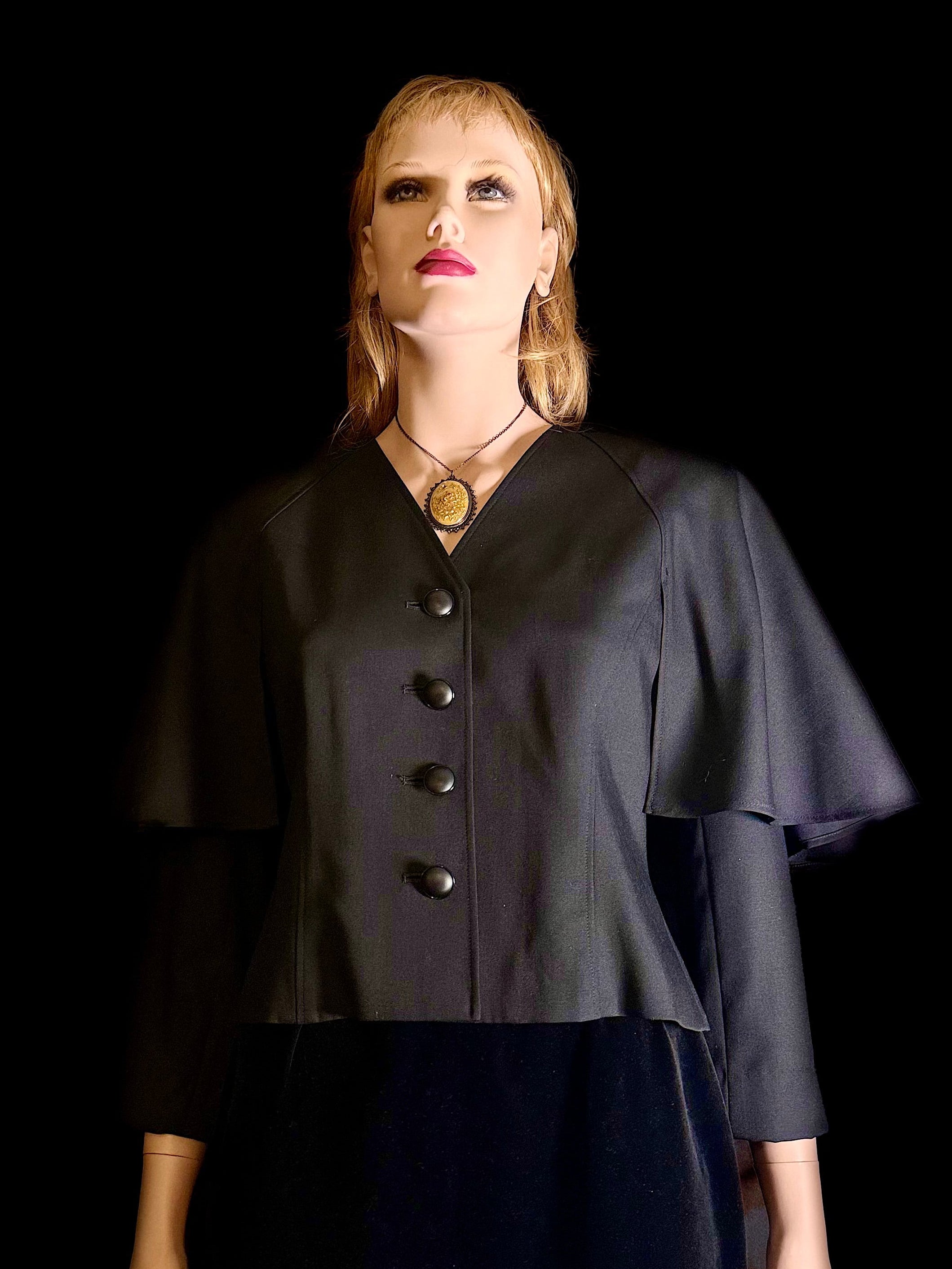 Chloé Black Formal Structured Cape Jacket