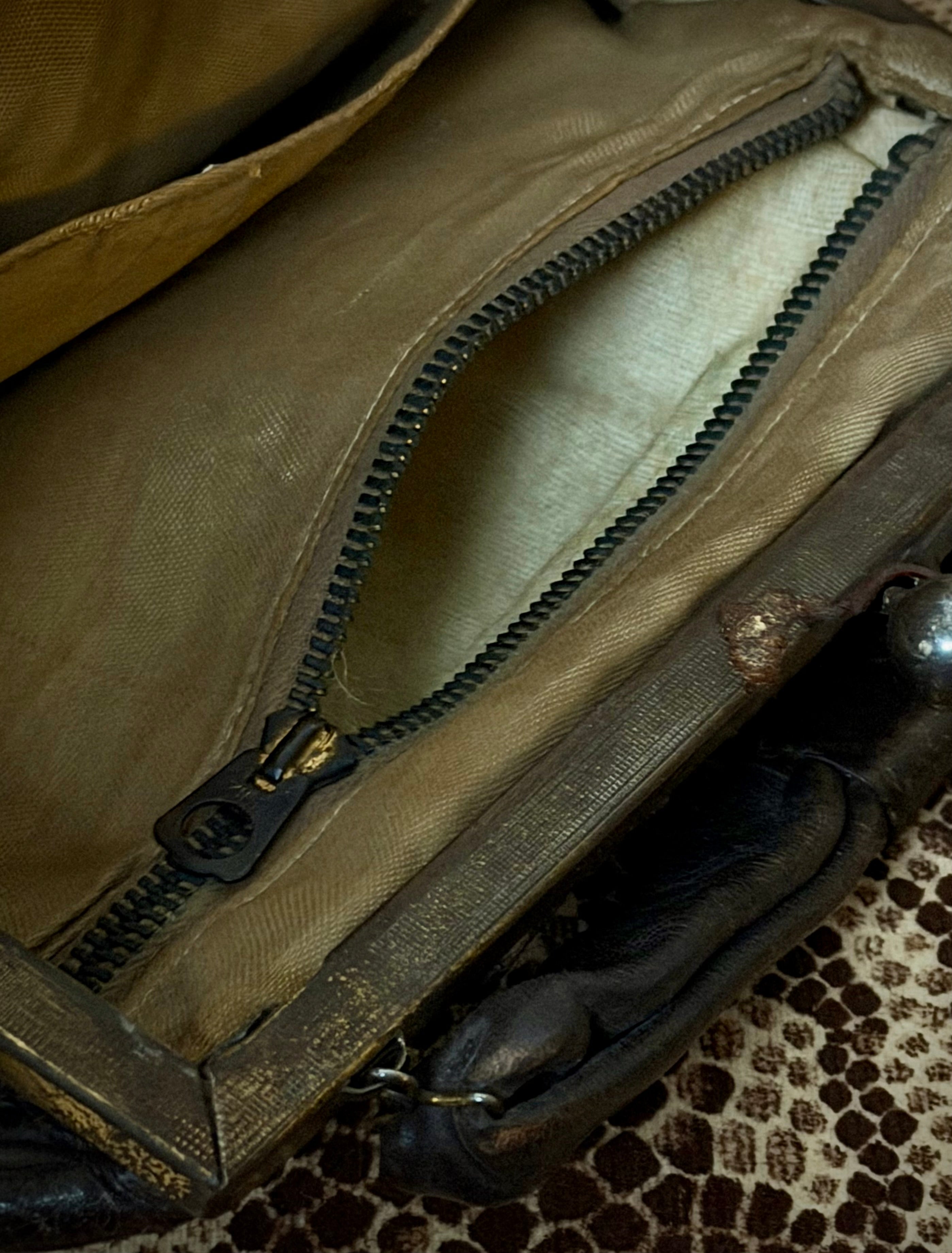 Late 1930s-1940s Leather and Reptile Skin Frame Handbag