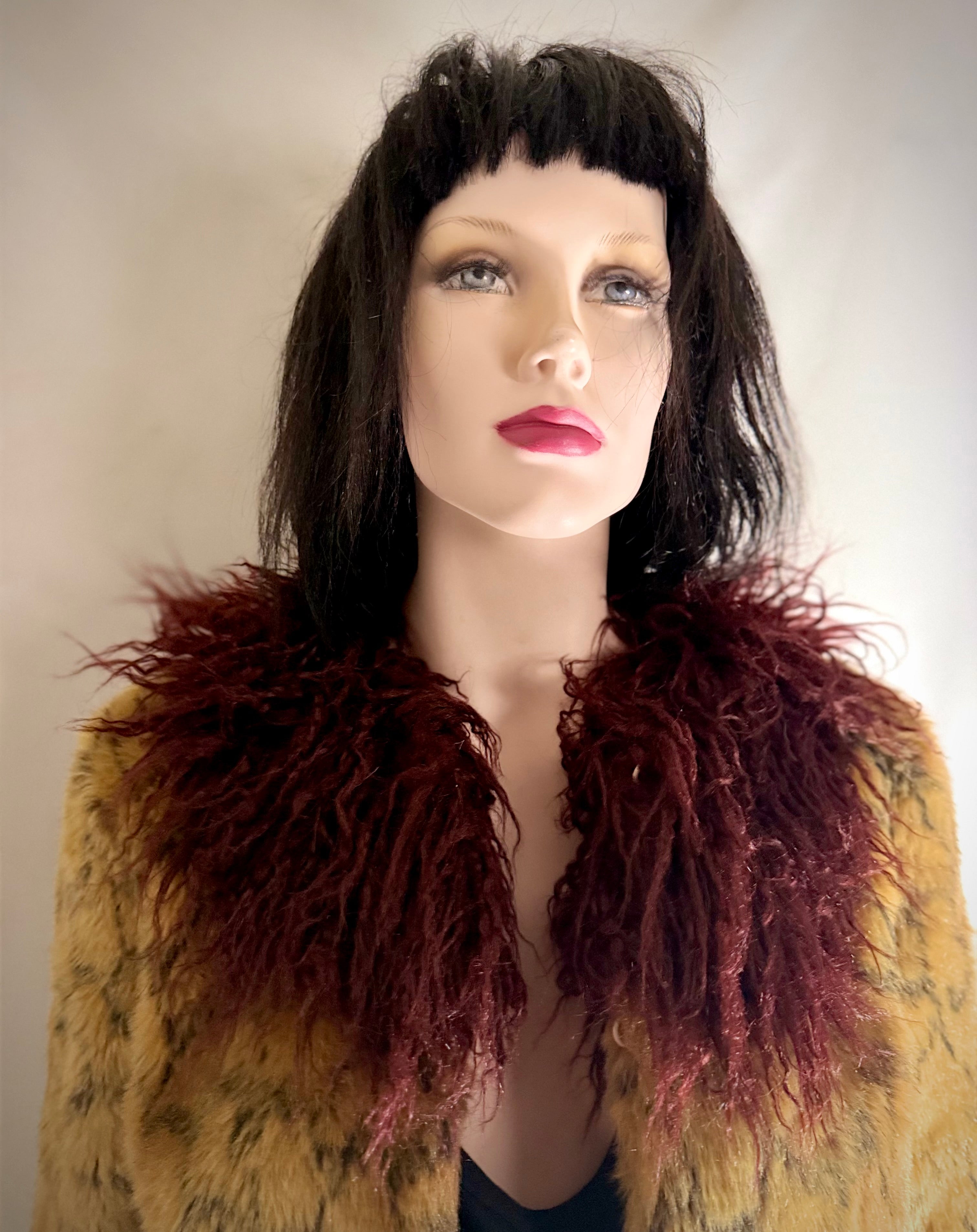Shrimps Faux Fur Cropped Jacket With Mongolian Trim