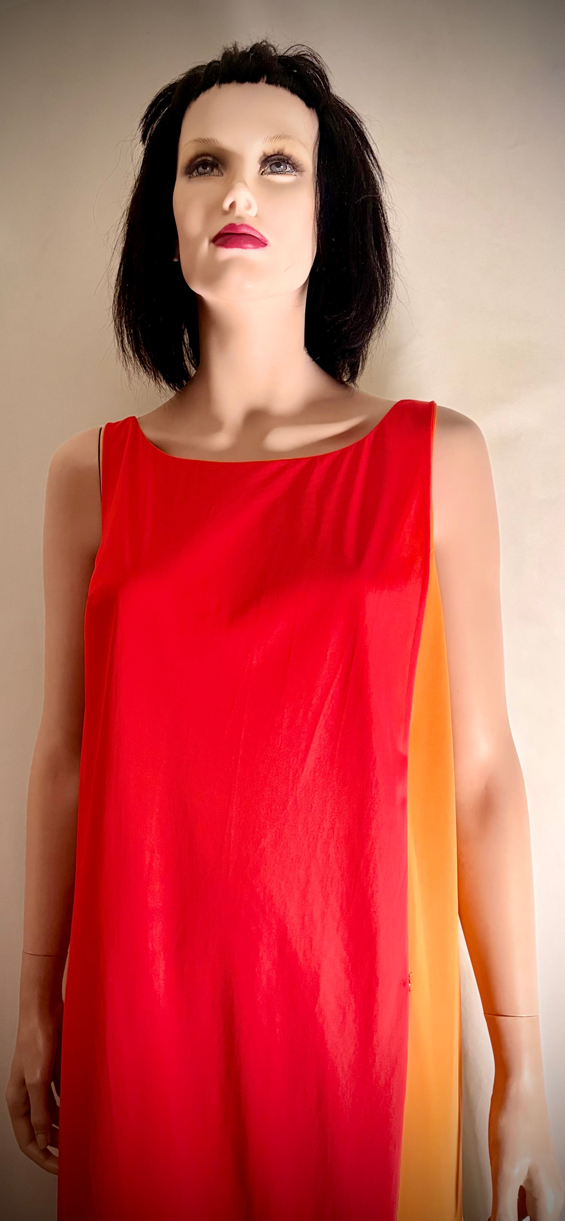 Rare 1960s Colour-Block Silk Column Gown - Miami Collector Piece