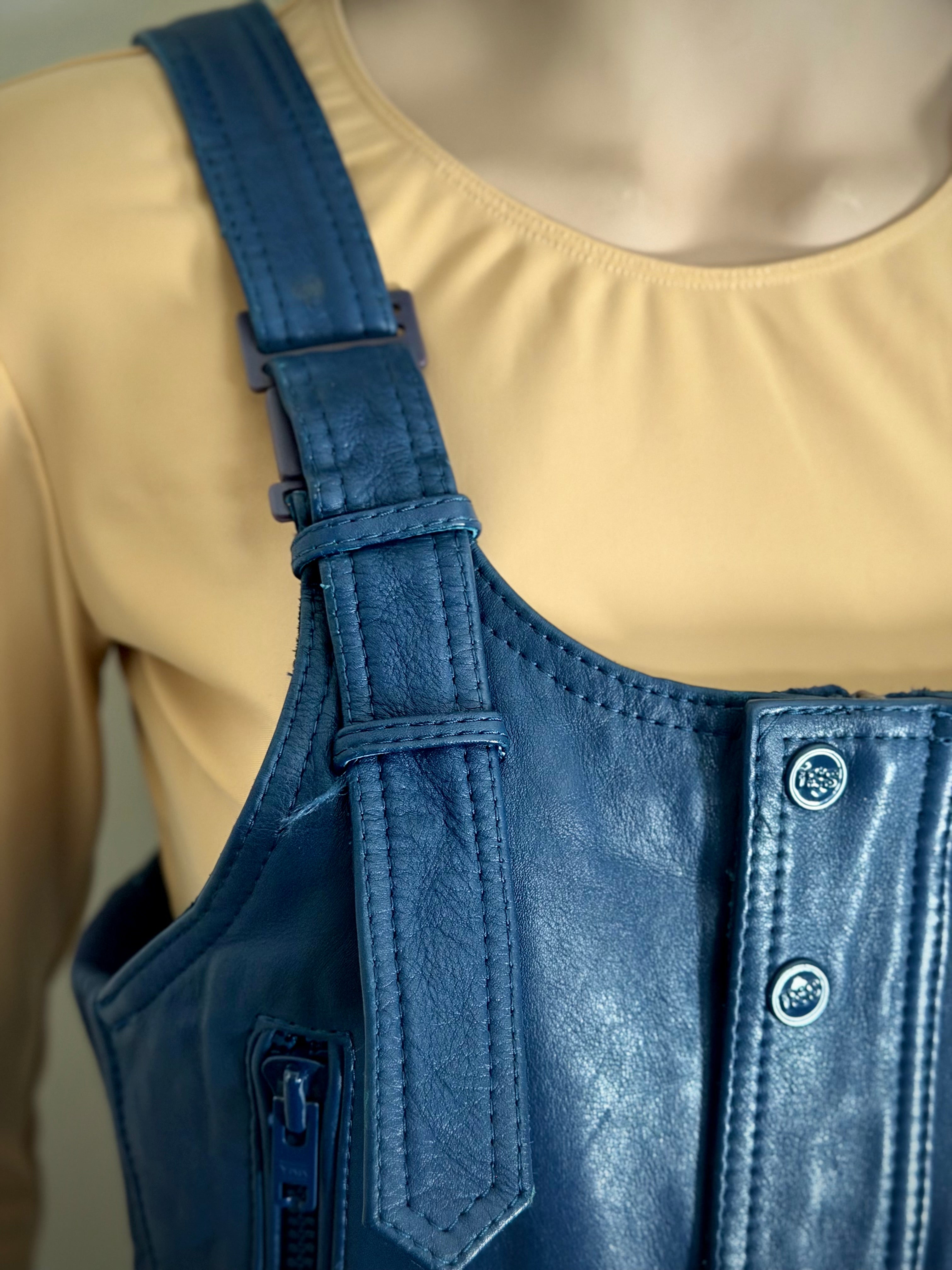 Vintage IXS Blue Leather Motorcycle Overalls -Rare