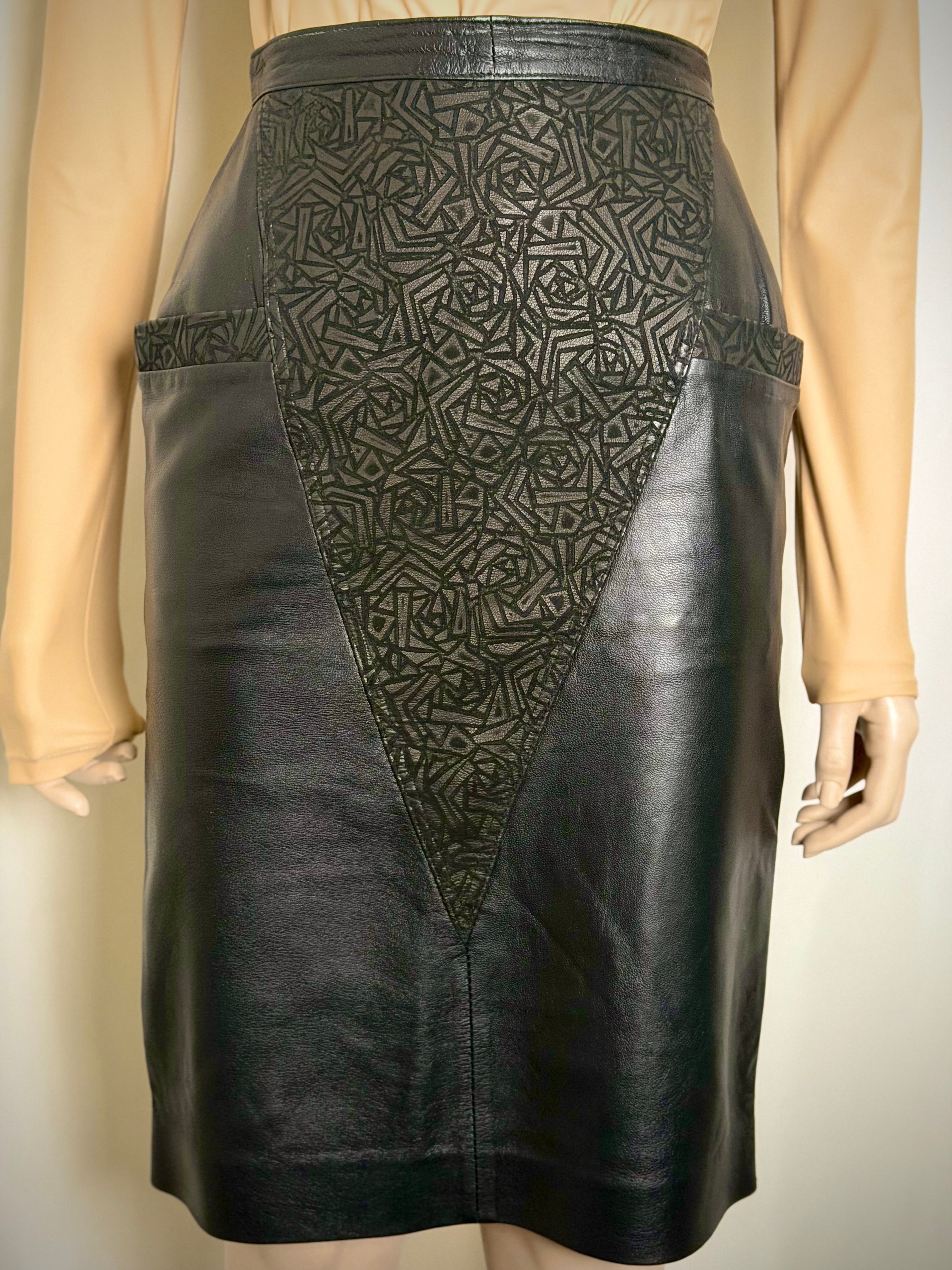 1980s Leather Cut-Out Skirt