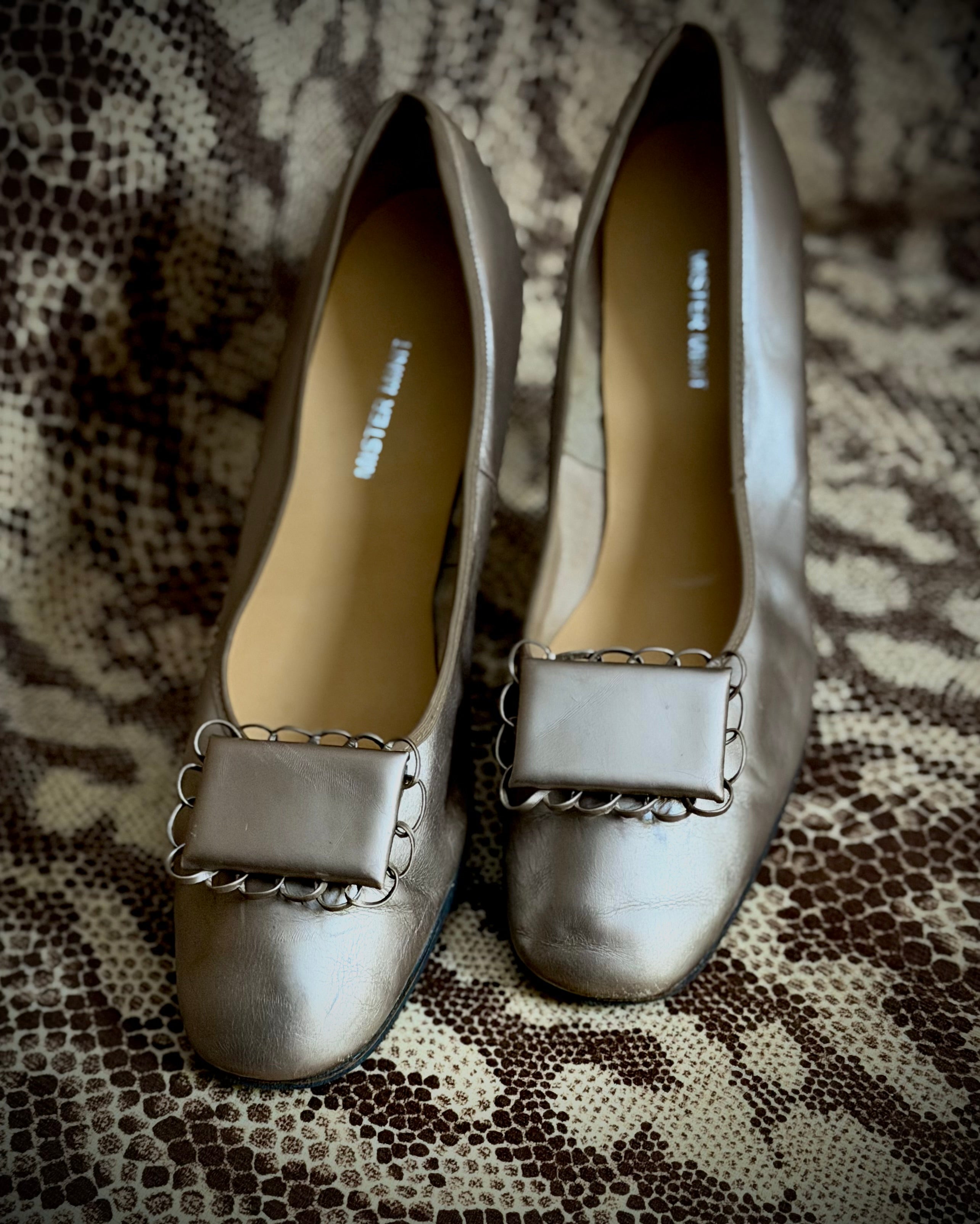 Early 1960s Champagne Metallic Leather
Pumps - Fully Restored