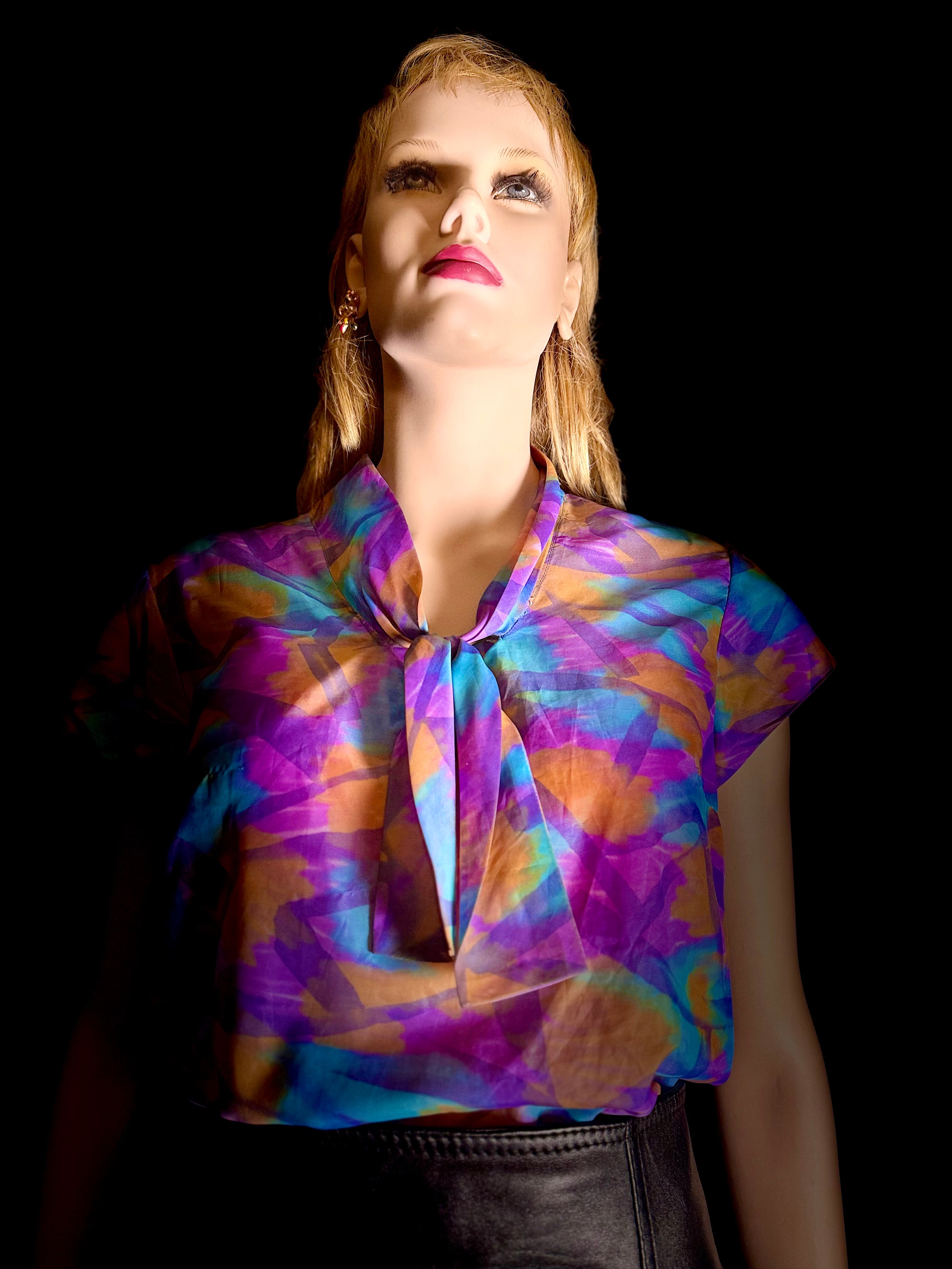 1960s Semi-Sheer Watercolour Blouse (Mint Condition)