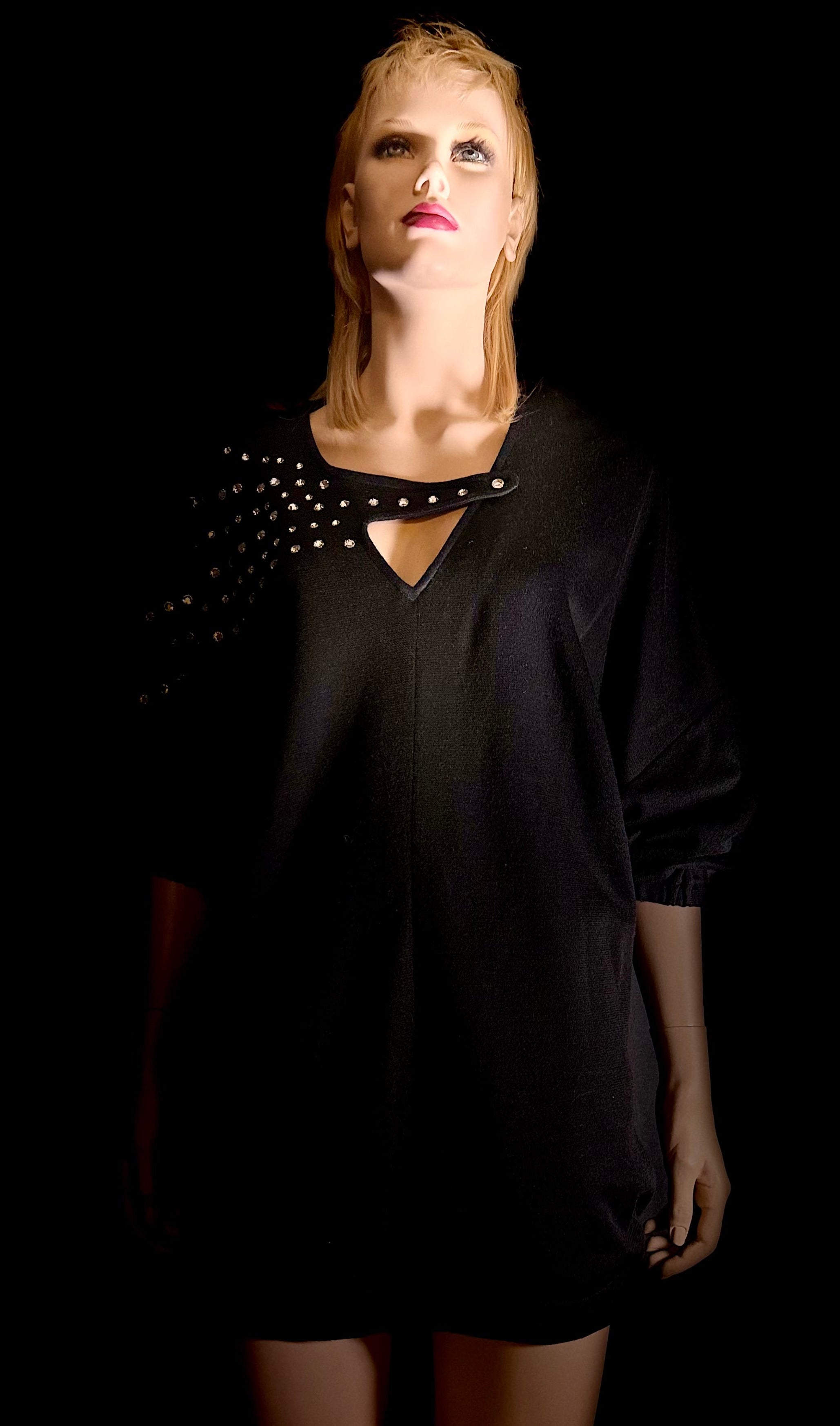 Asymmetric Rhinestone Shoulder Top | Mini - 80s