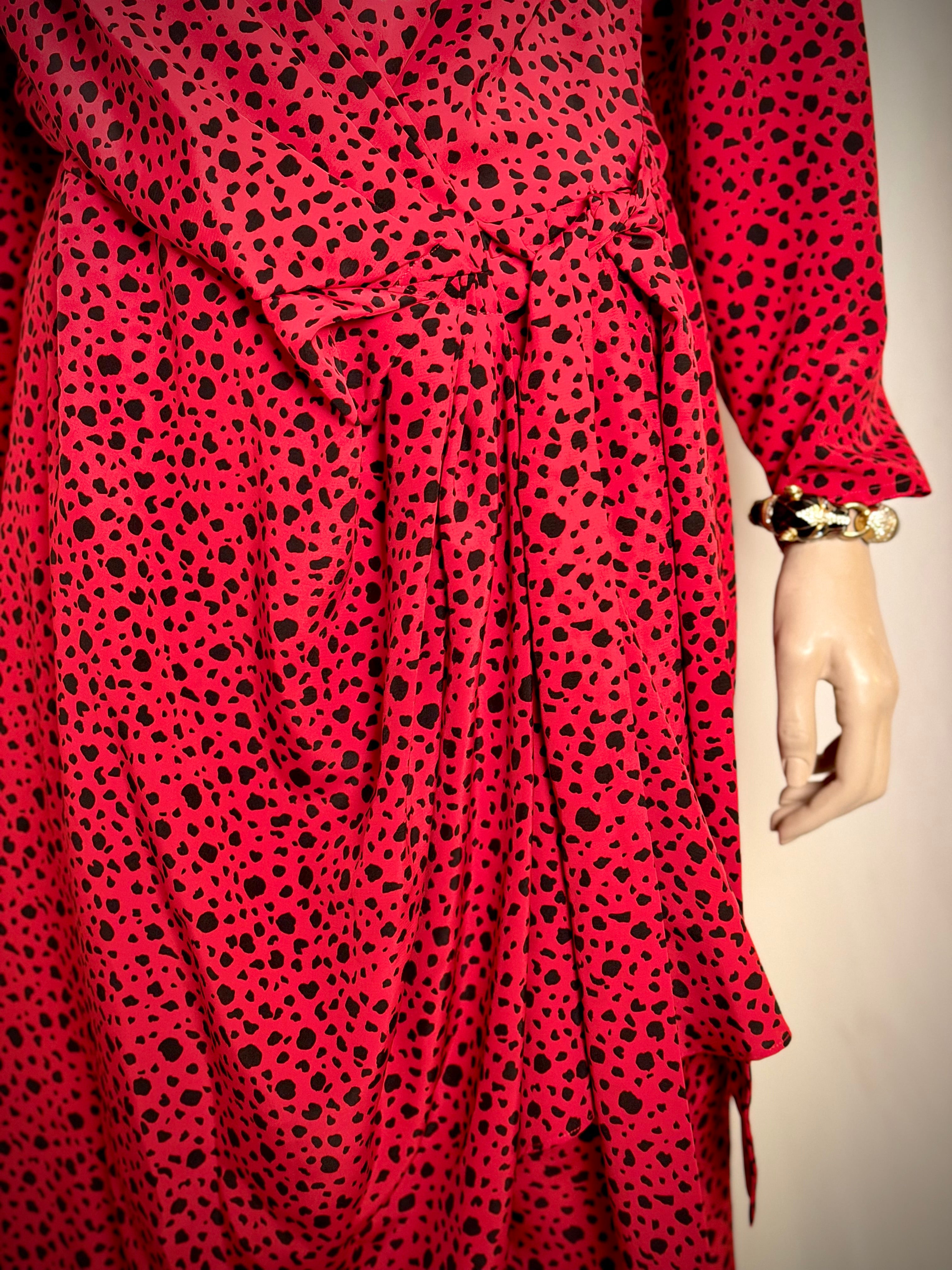 1980s New York Leopard Spot Wrap Dress