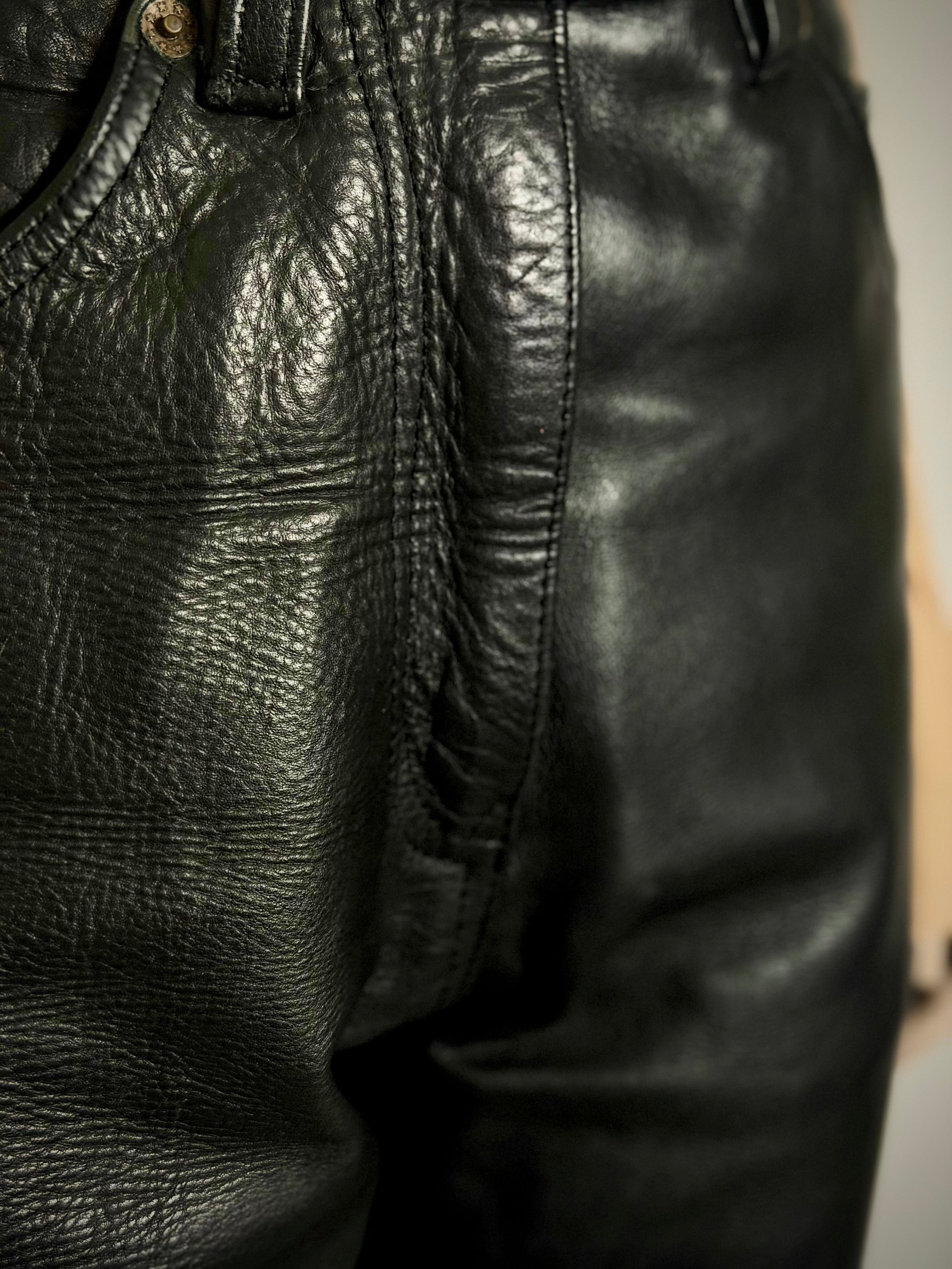 Heavyweight Vintage Leather Pants with Hide Variation - Rare