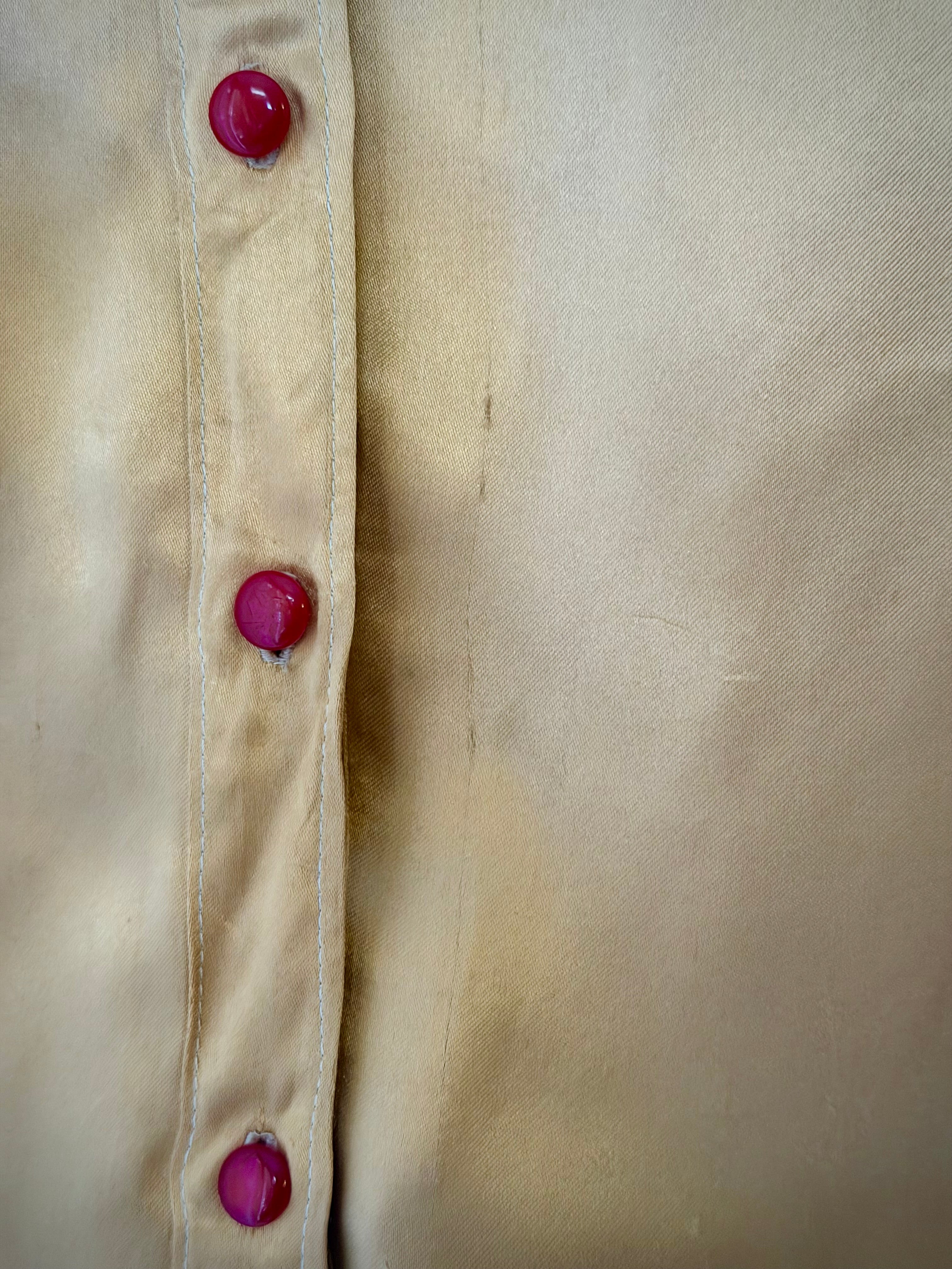 1940s Hand Embroidered Satin Western Shirt
