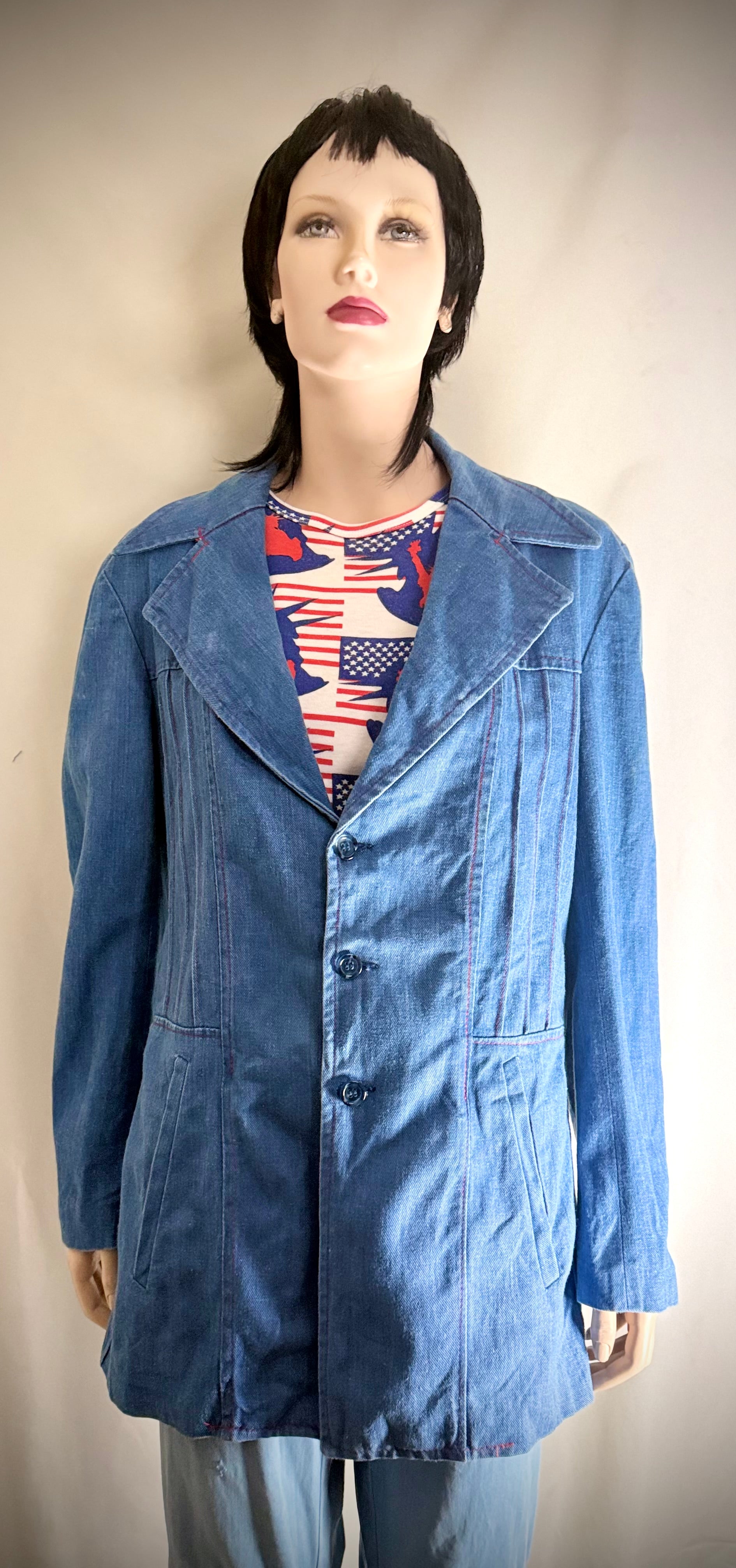Vintage Late 60s / Early 70s Denim Blazer / Oversized Tailored Jacket