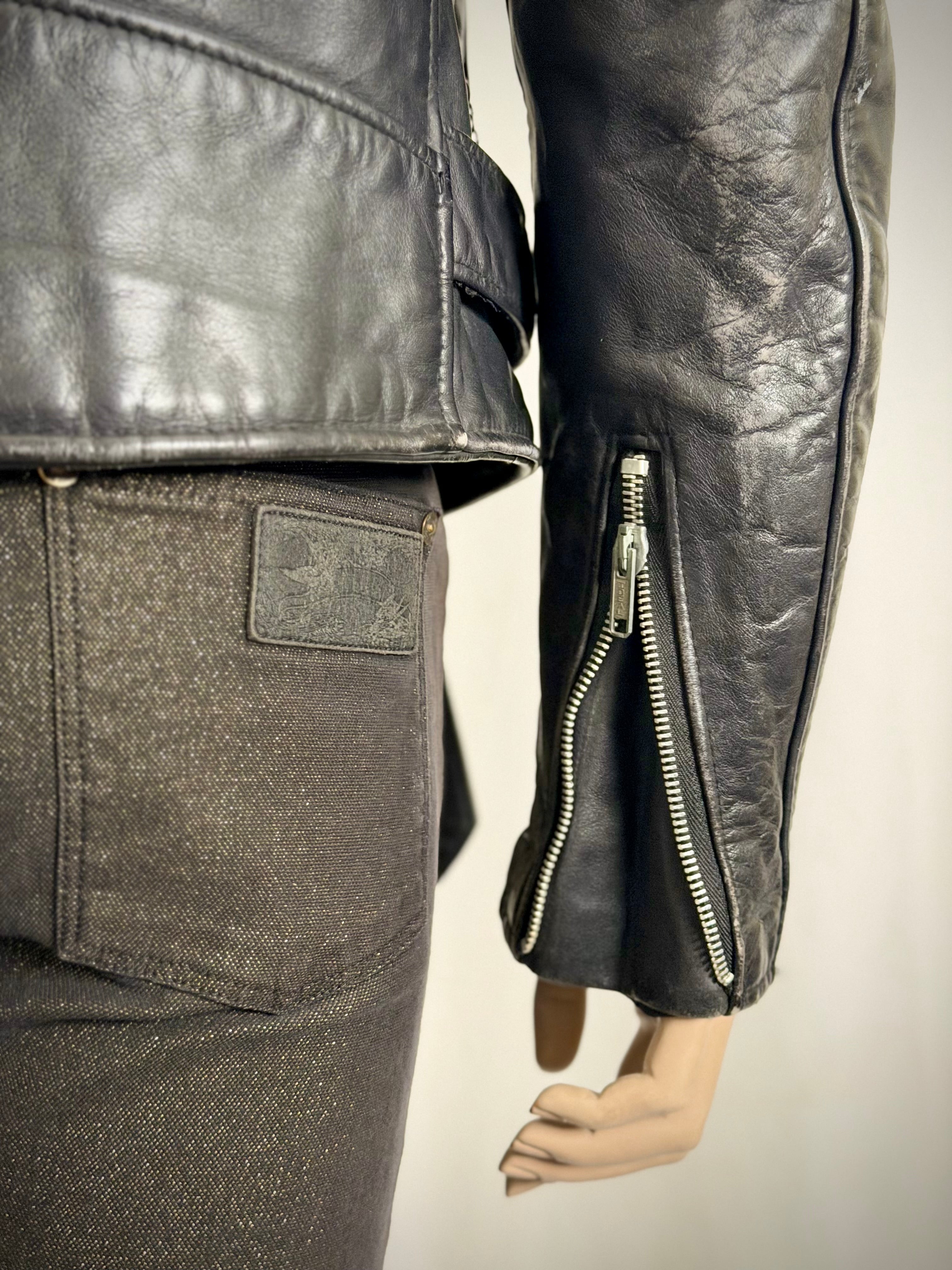 Authentic Vintage Schott NYC Perfecto Leather Motorcycle Jacket Made in the USA.