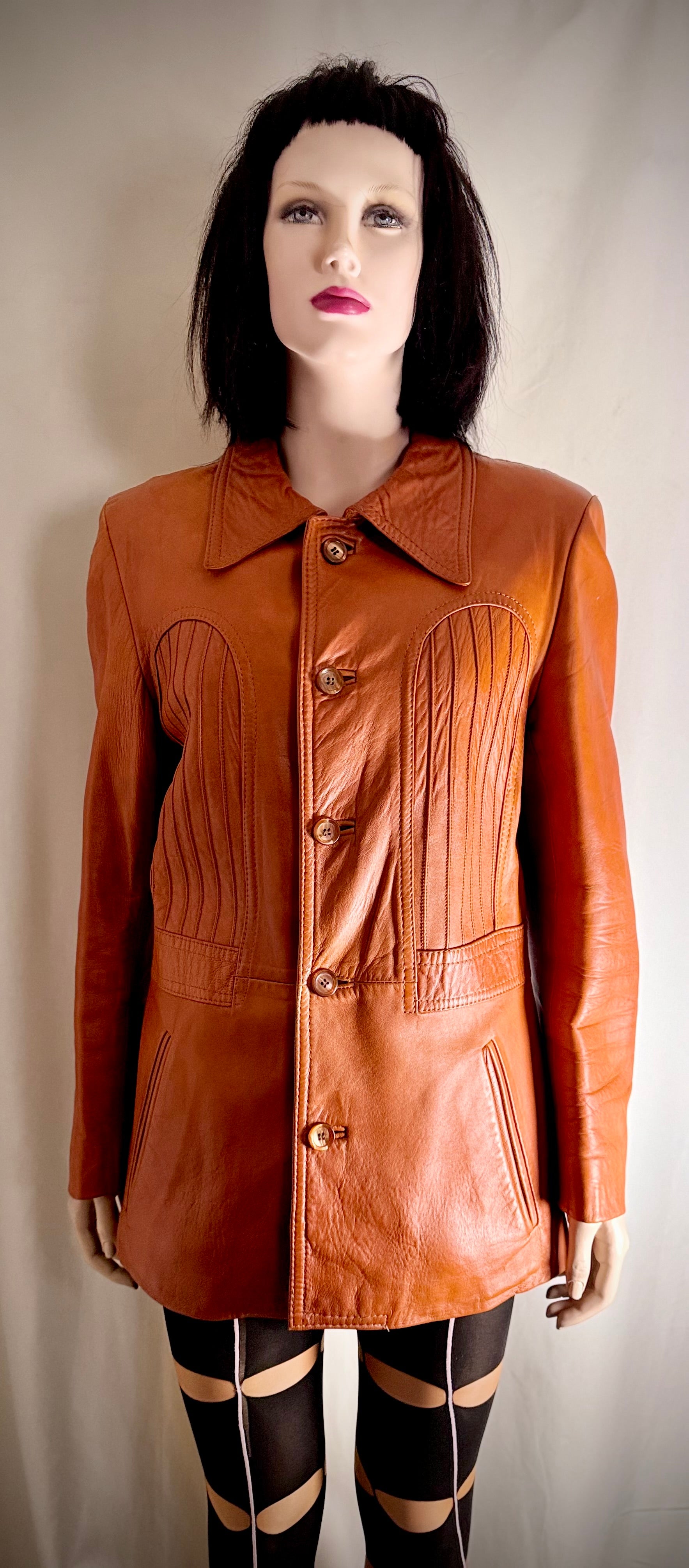 Late 1960s-Early 1970s Cognac Leather Jacket by John Palermo