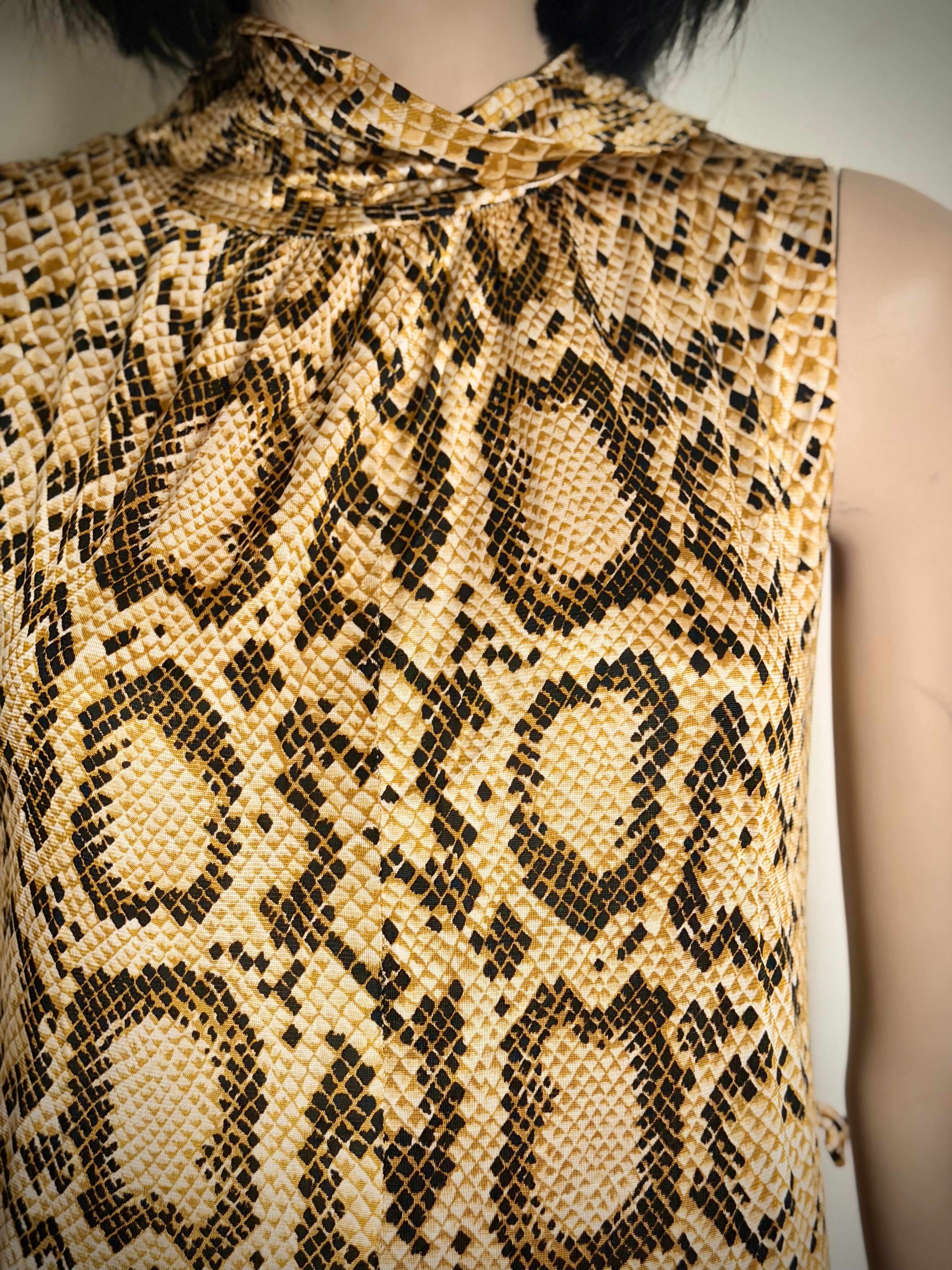 1970s Snakeskin Print Jumpsuit