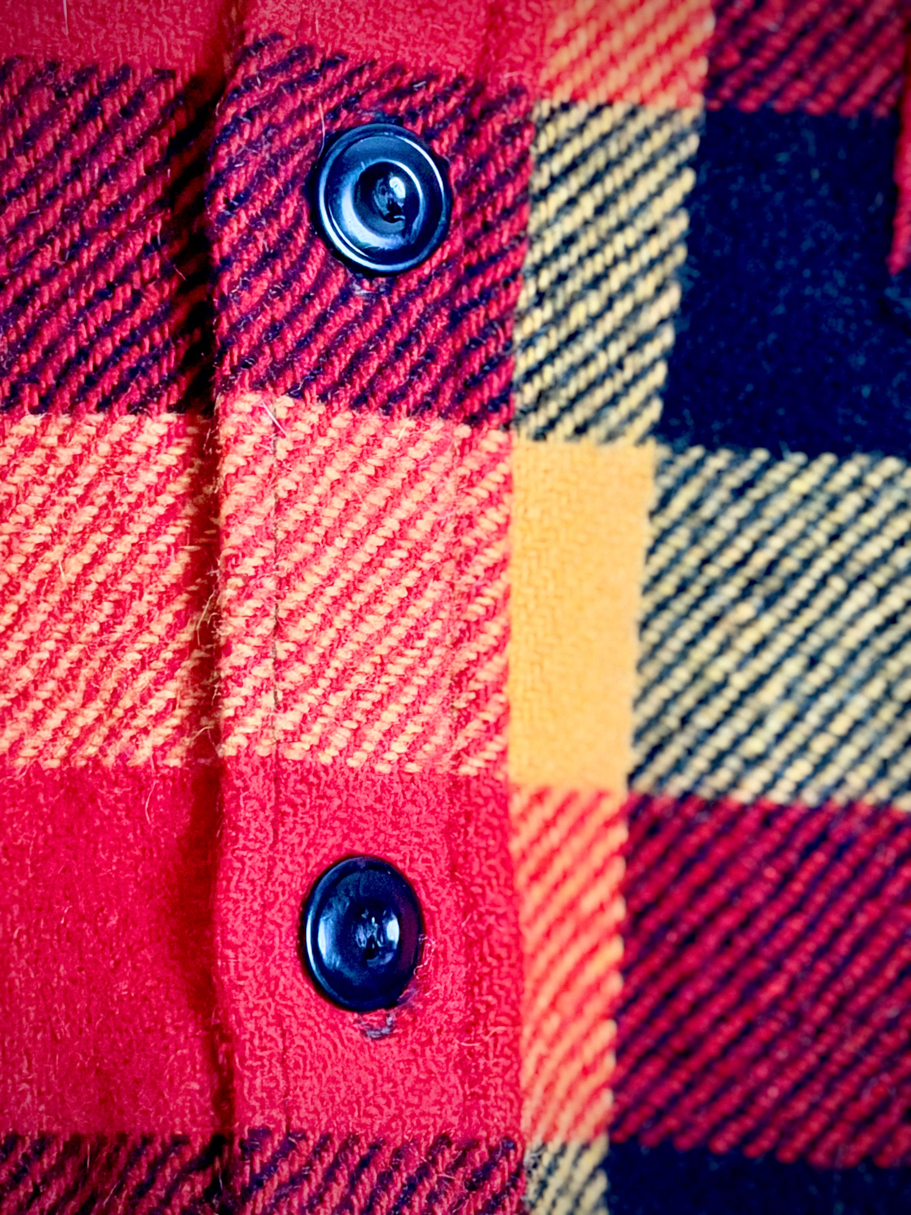 1960s Red and Gold Plaid Wool Shirt | Heavy Flannel