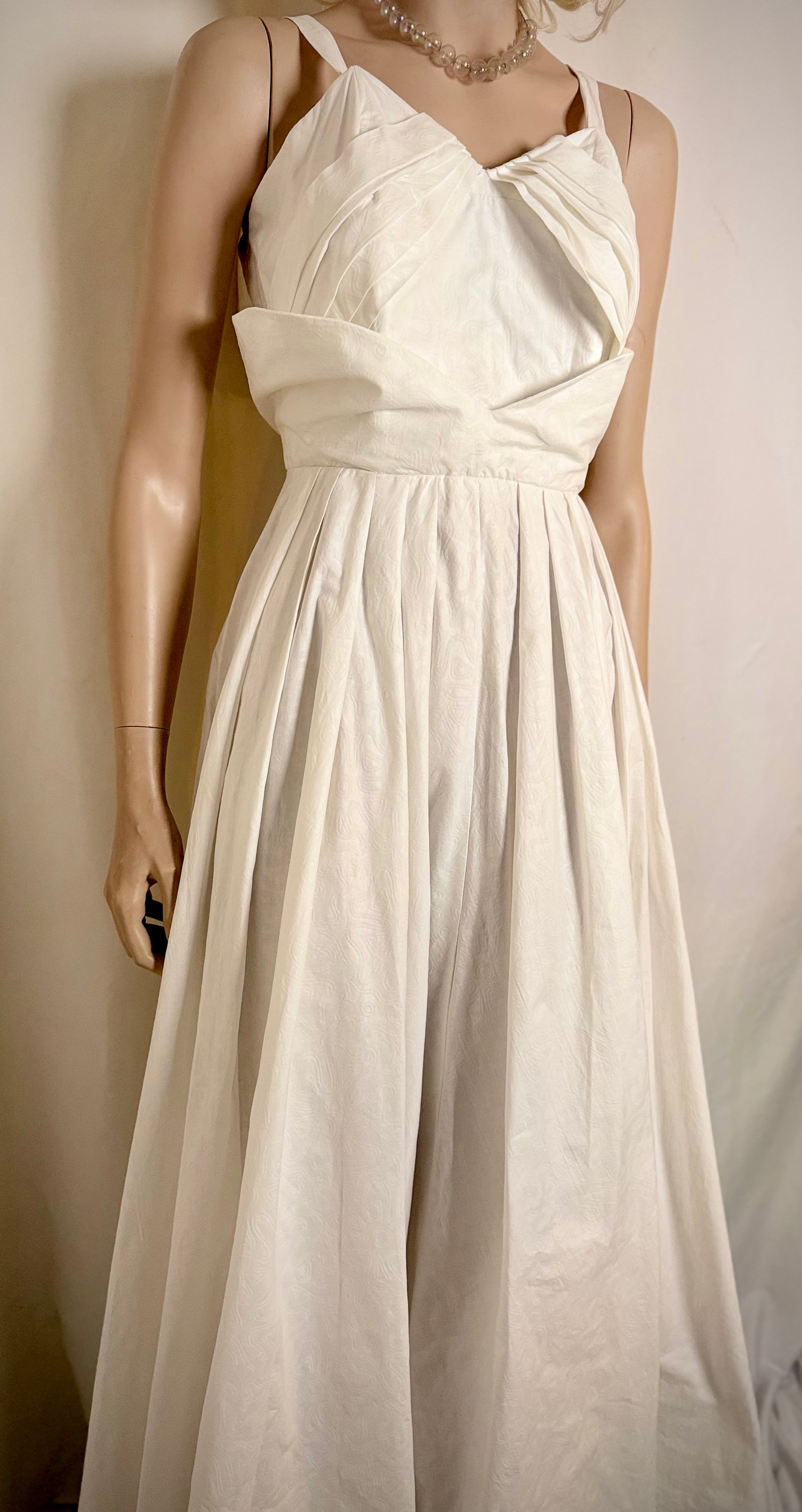 1950s Bengston Modell Sculptural Floral Jacquard Cotton Dress