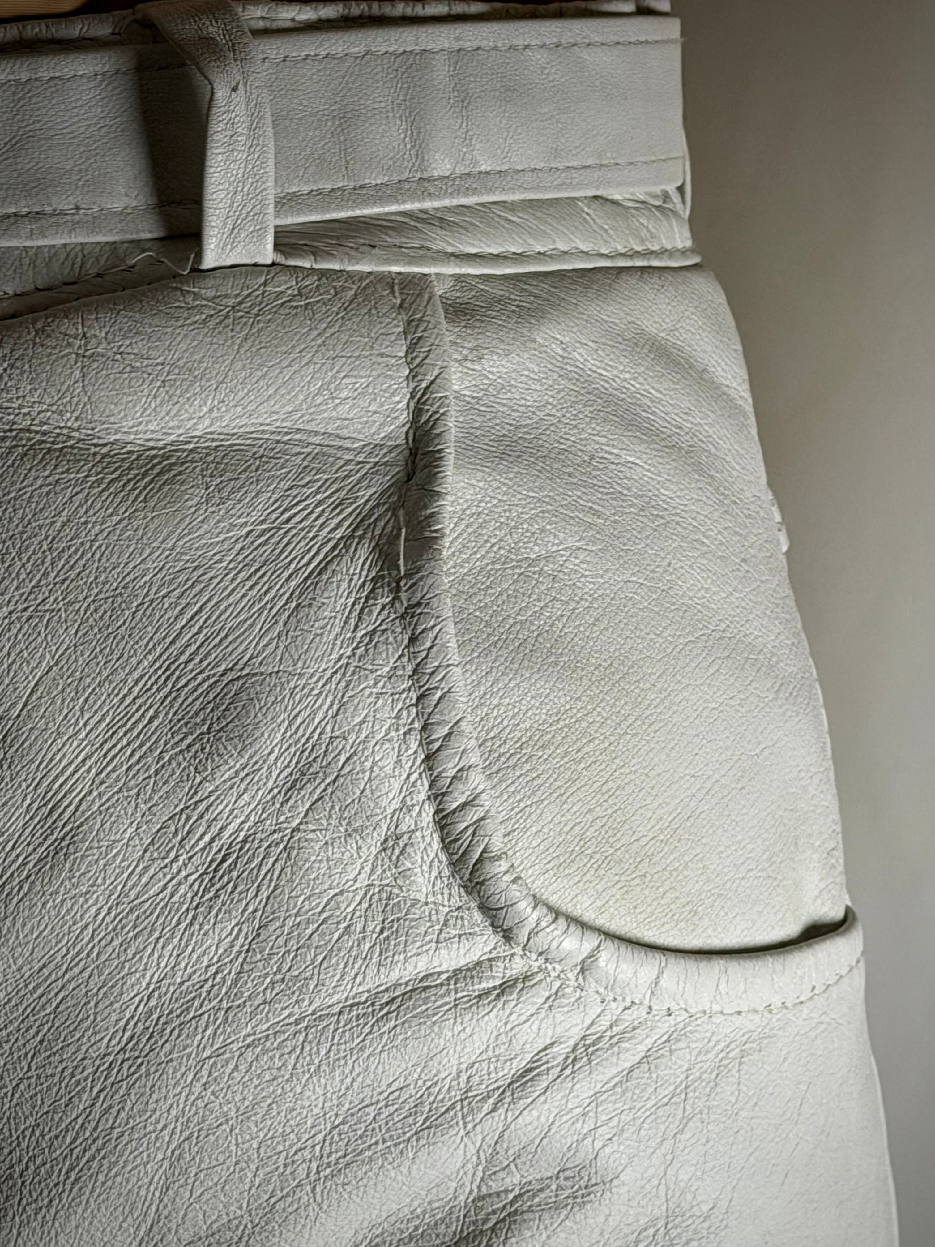 Vintage Late 1980s White Leather High-Waisted Tapered Pants