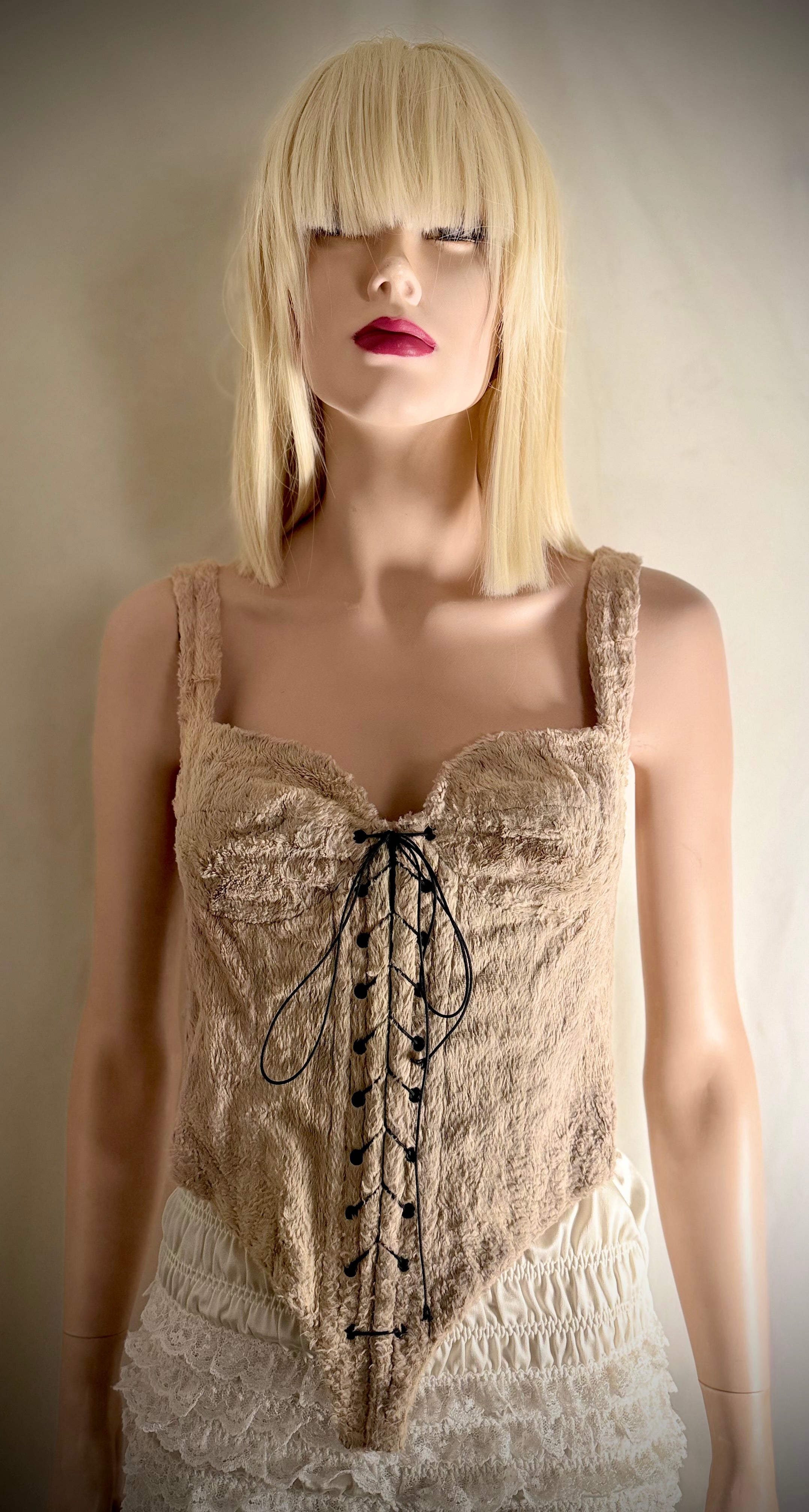 1990s Faux Fur Corset Top