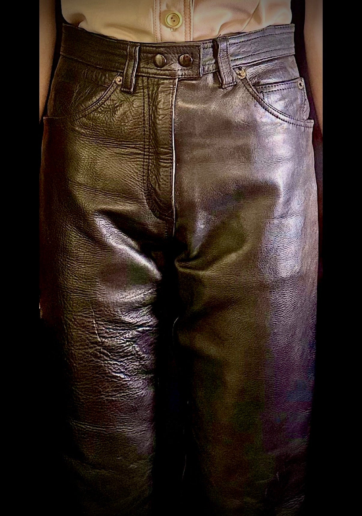 Heavyweight Vintage Leather Pants with Hide Variation - Rare