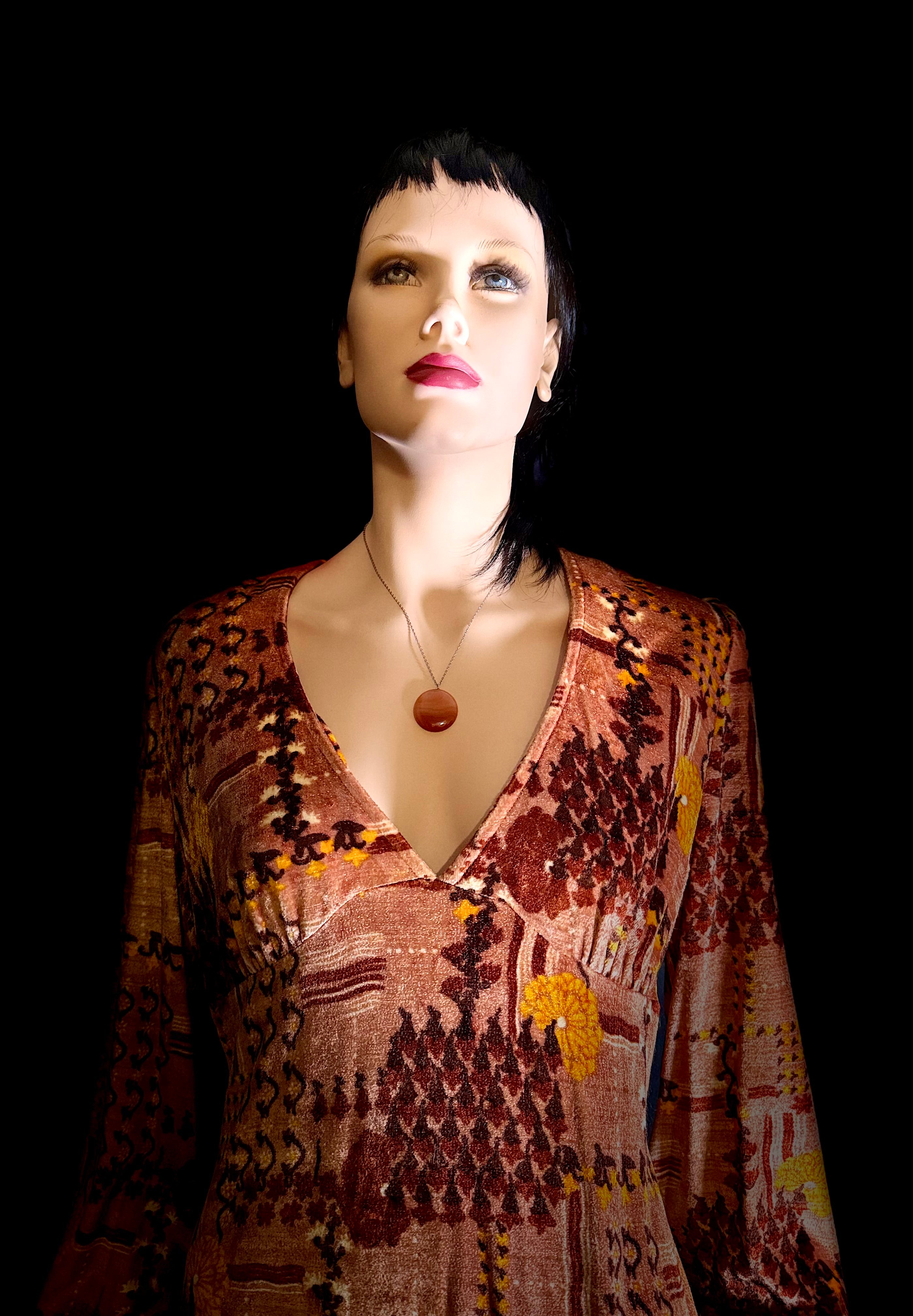 1970s Velvet Maxi Dress | Rich Patchwork Print | Heavy Luxe Fabric