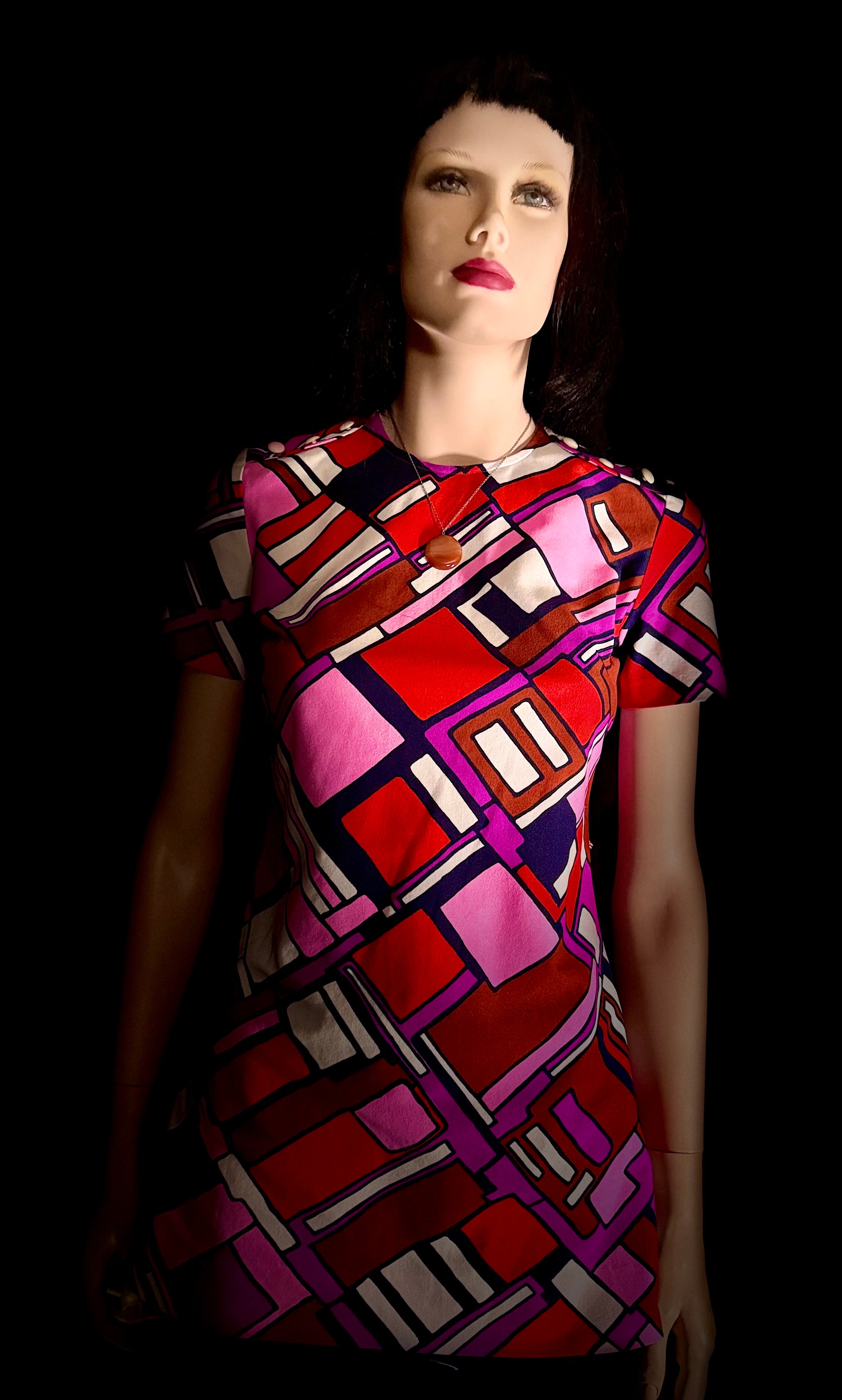 1960s Abstract Print Shift Dress – Mod Graphic Mini