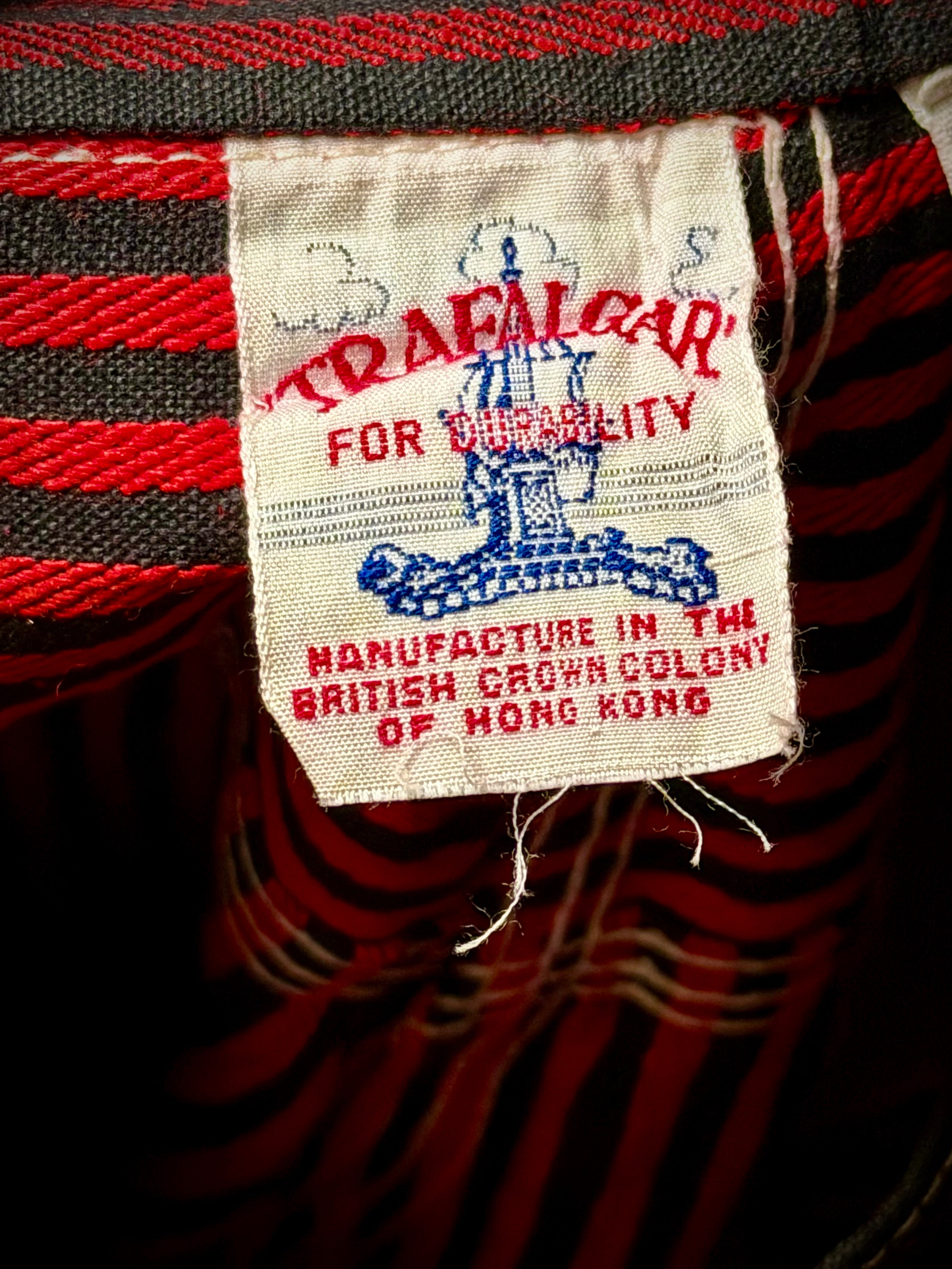 Deadstock 1960s Red and Black Striped Slim Cut Pants | Utility Trousers – XS