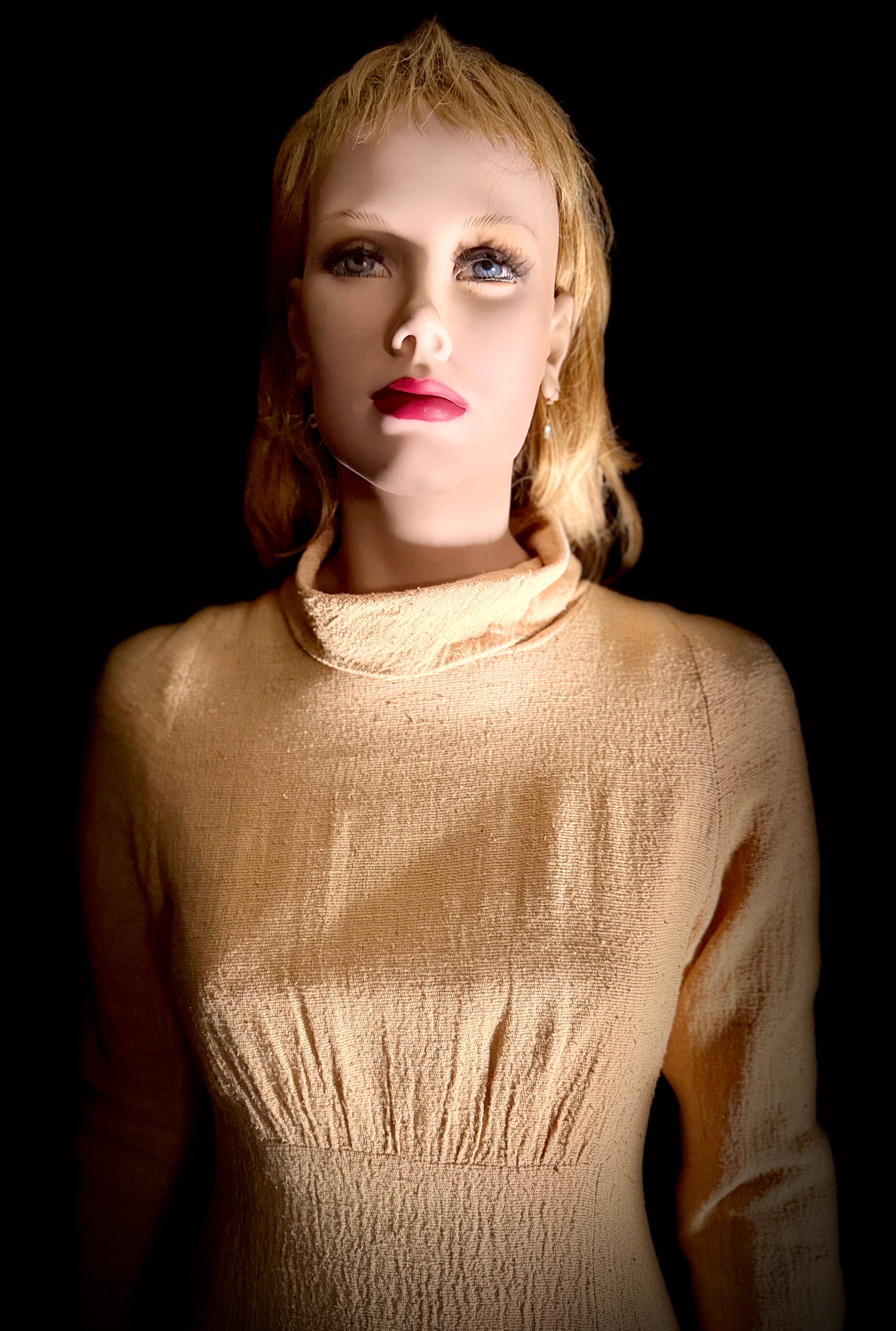 1960s Berlin Raw Silk Midi Dress - Textured Weave