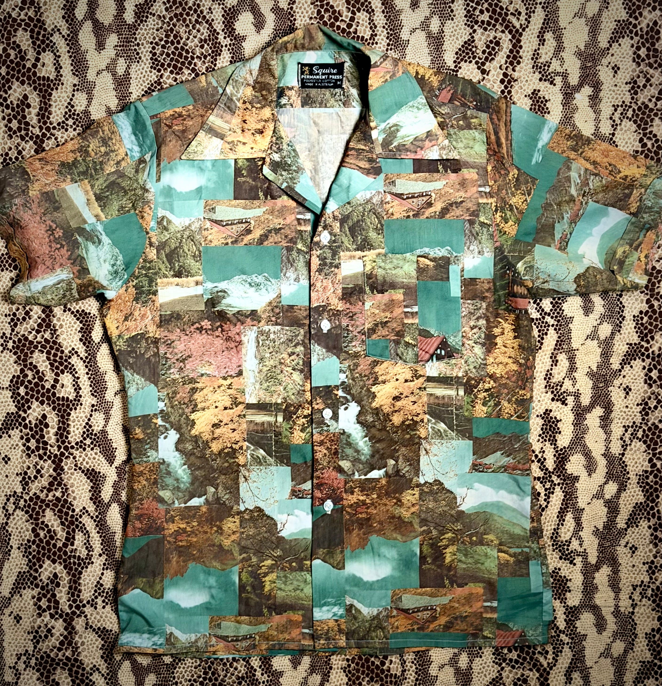 1960s–70s Vintage Australian-Made Scenic Landscape Shirt | Permanent Press