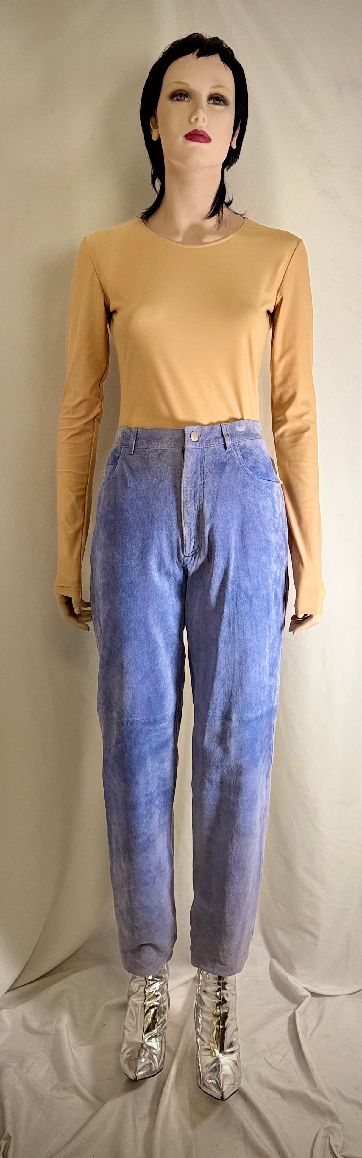 Early 90s Deadstock Powder-Blue Genuine Suede Jeans