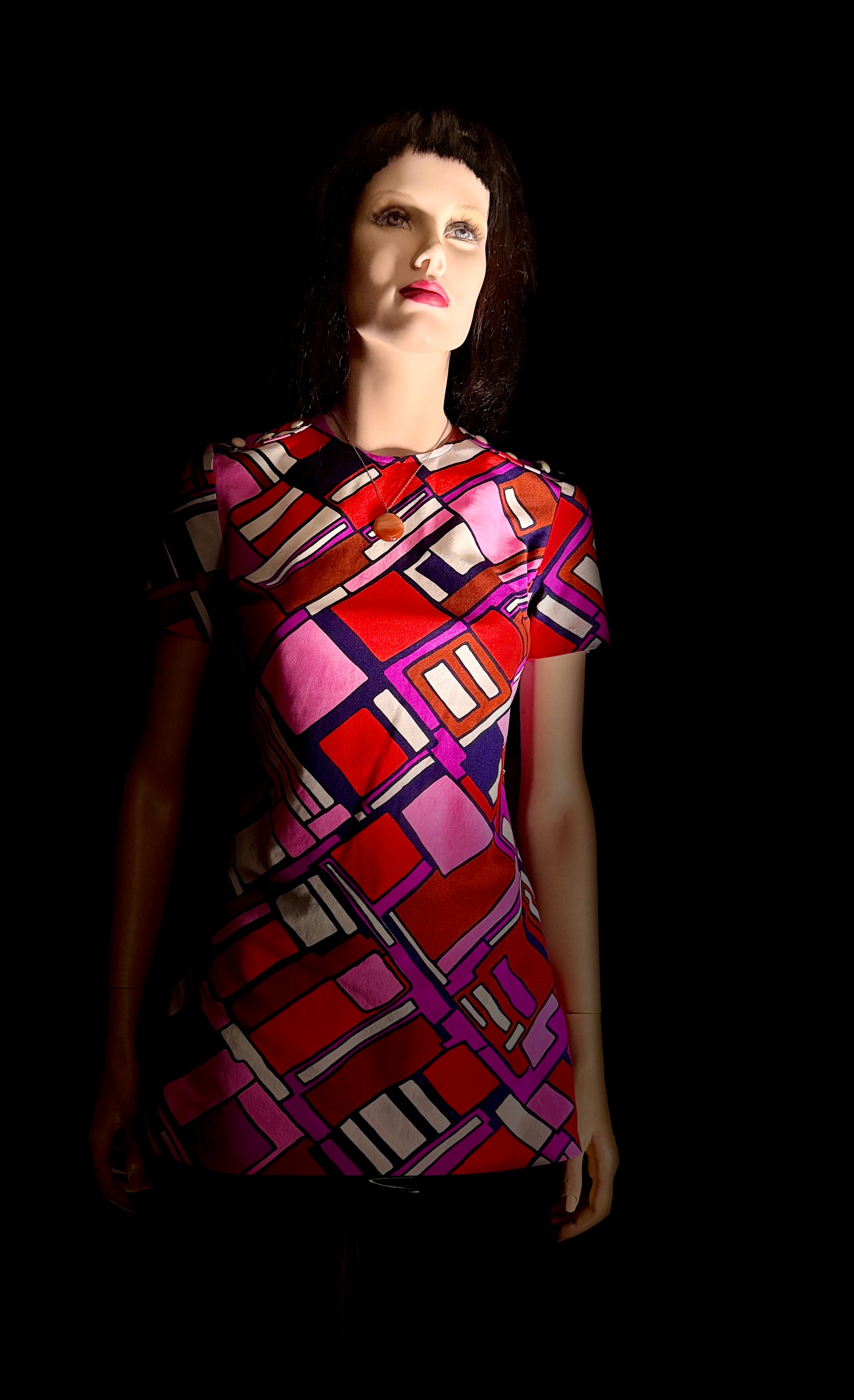 1960s Abstract Print Shift Dress – Mod Graphic Mini